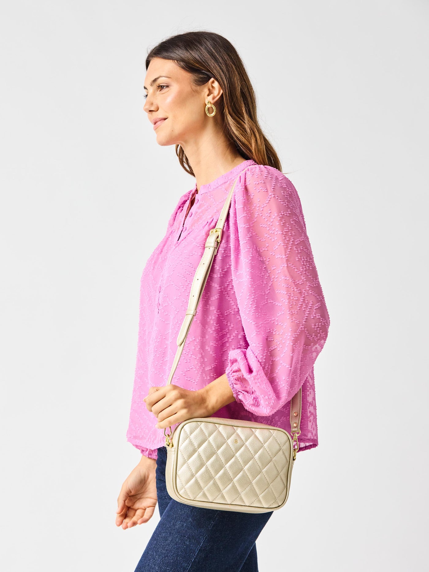 Essential Quilted Crossbody Bag | Champagne