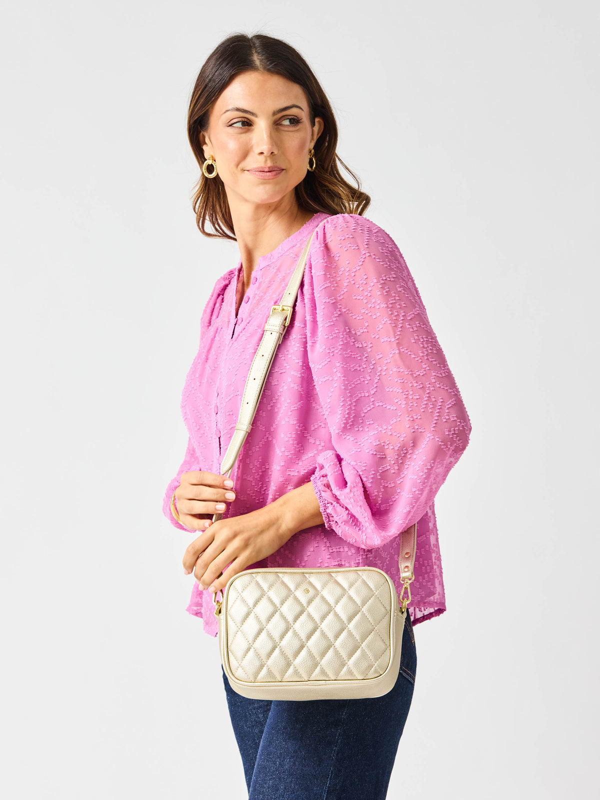 Essential Quilted Crossbody Bag | Champagne