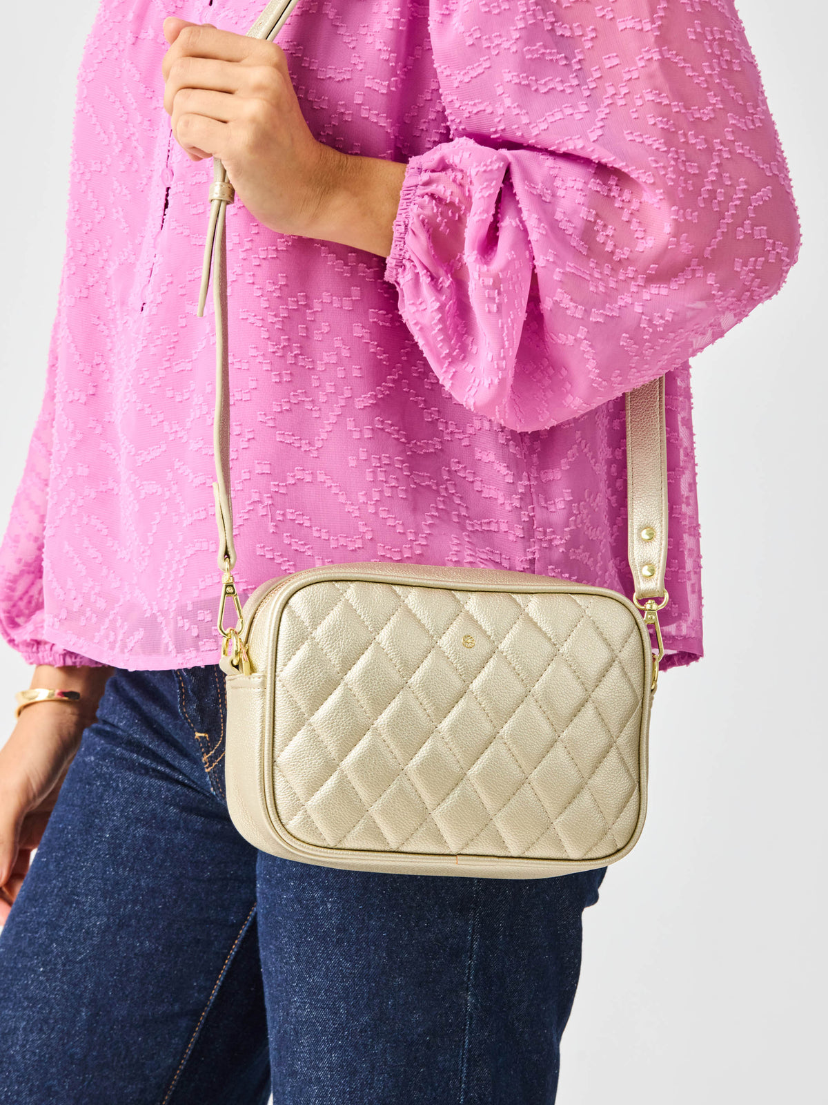 Essential Quilted Crossbody Bag | Champagne