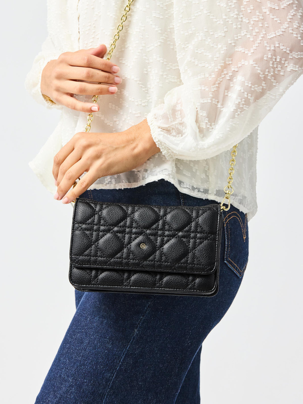 Night Out Quilted Crossbody Bag | Black