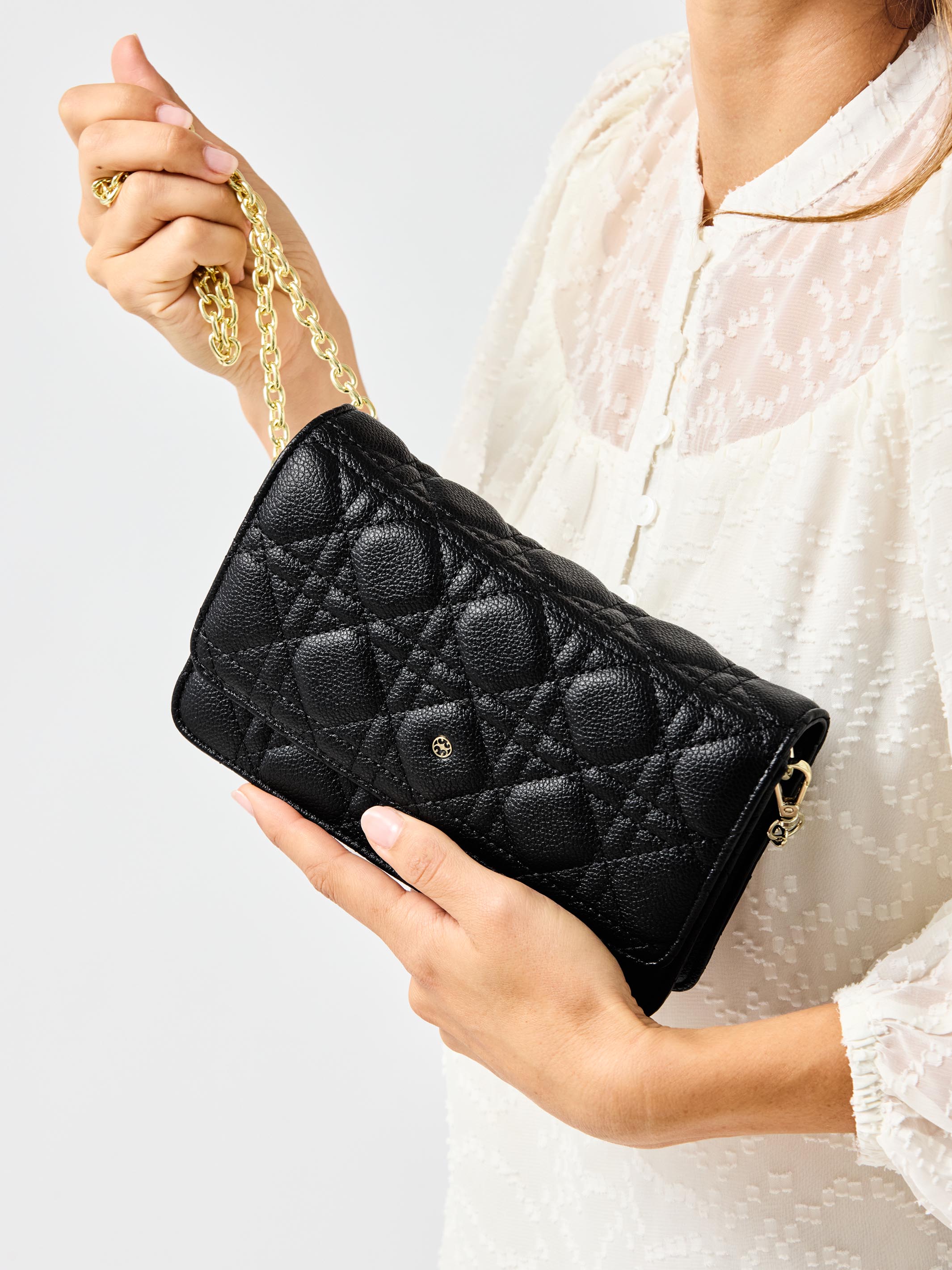 Night Out Quilted Crossbody Bag | Black