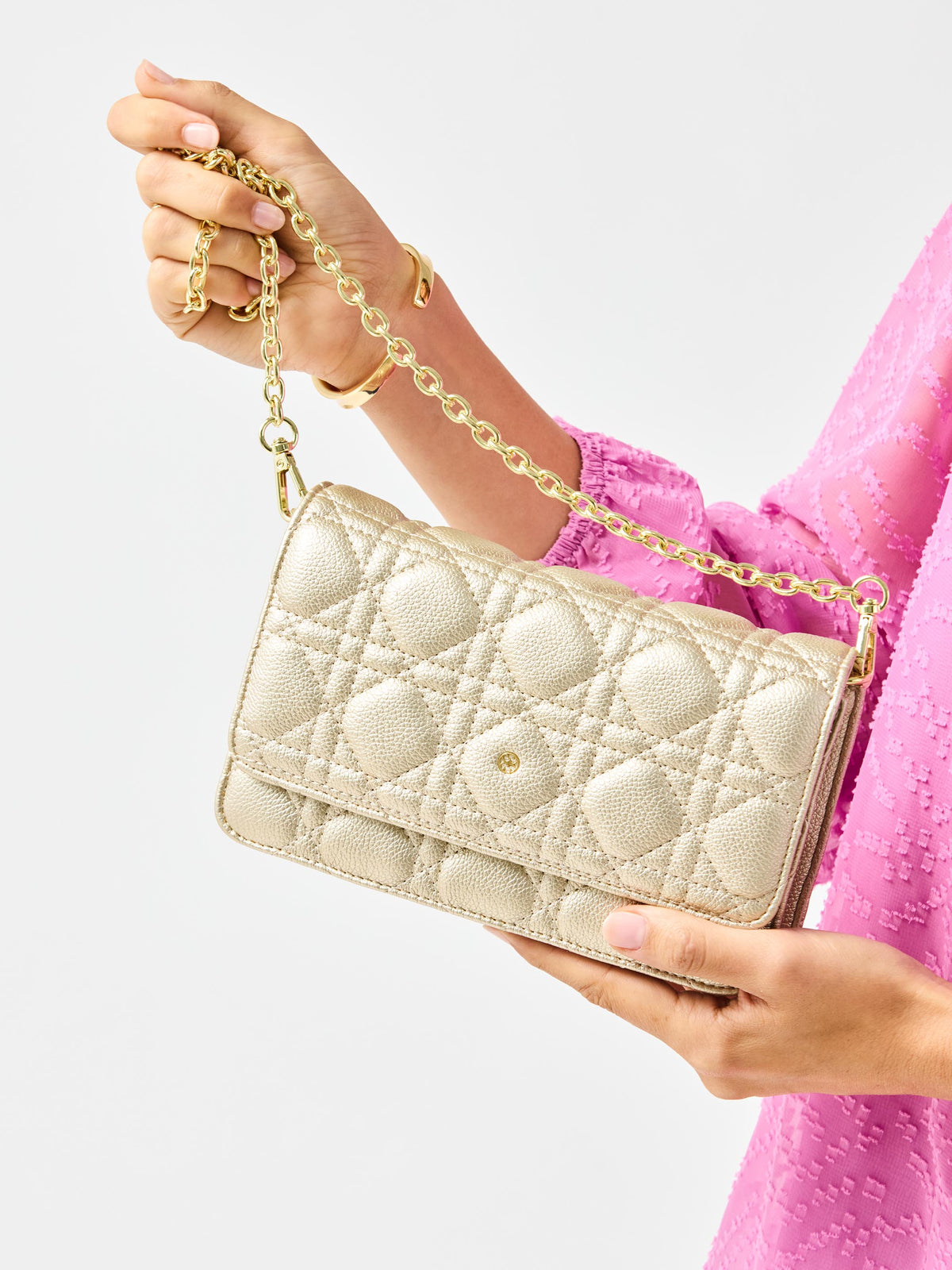 Night Out Quilted Crossbody Bag | Champagne