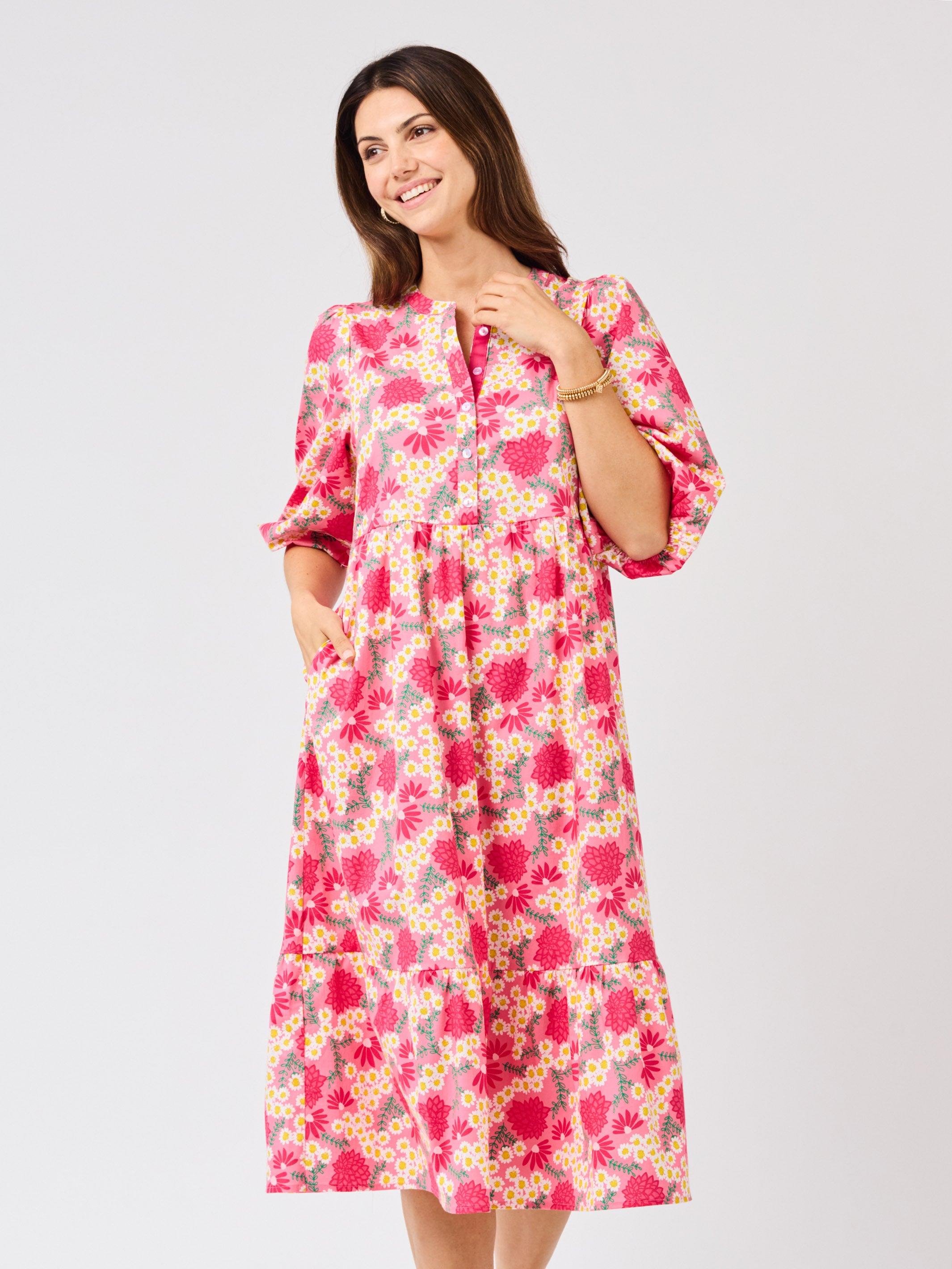 Riley Midi Dress | Daisy Chain Pink – Mary Square