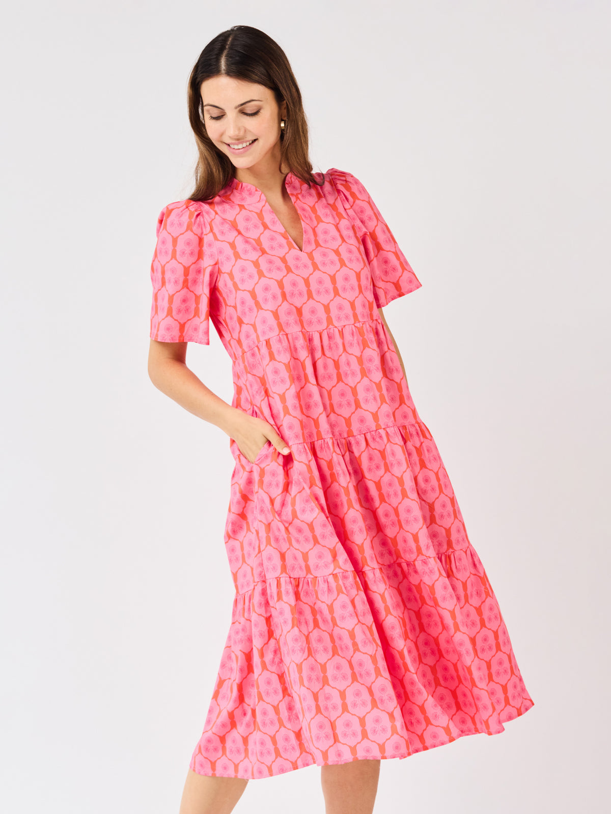 Ivy Midi Dress | Rosette Charm Pink