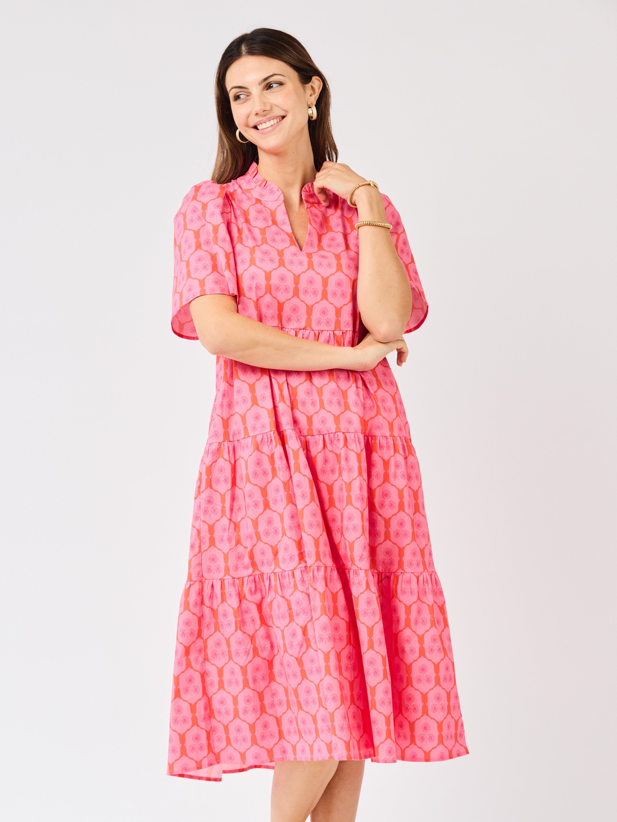 Ivy Midi Dress | Rosette Charm Pink – Mary Square