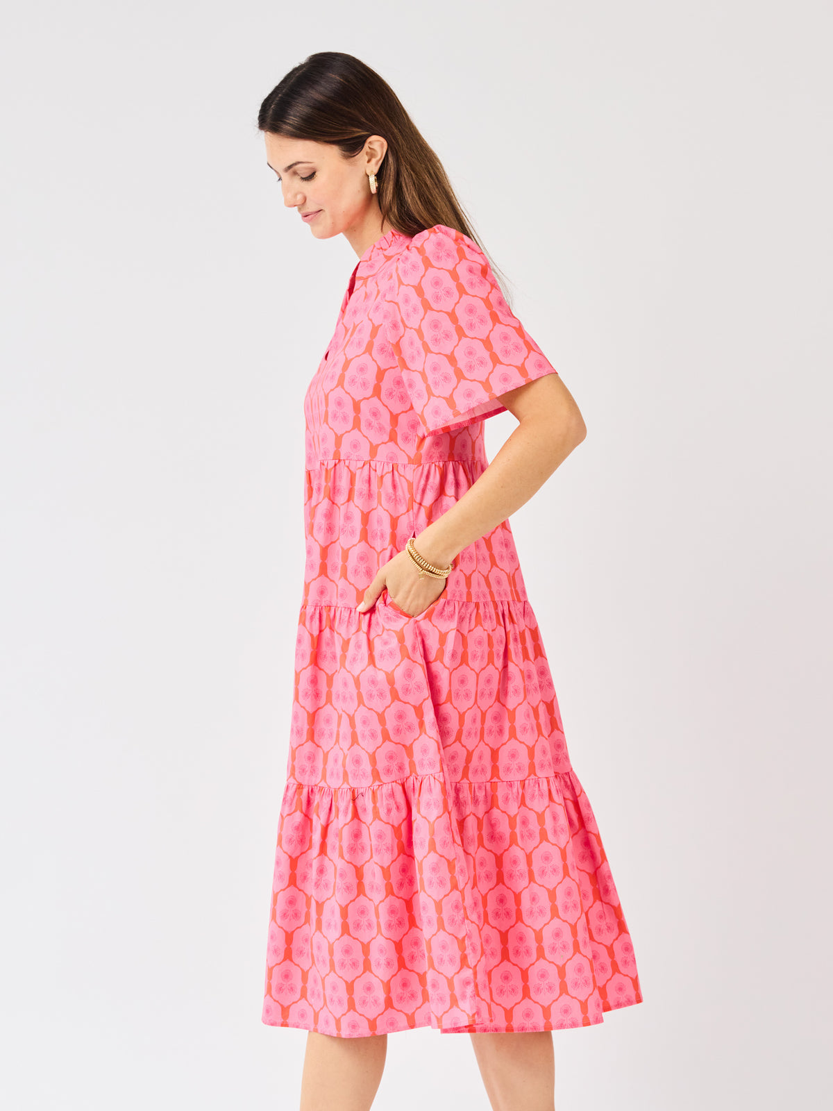 Ivy Midi Dress | Rosette Charm Pink