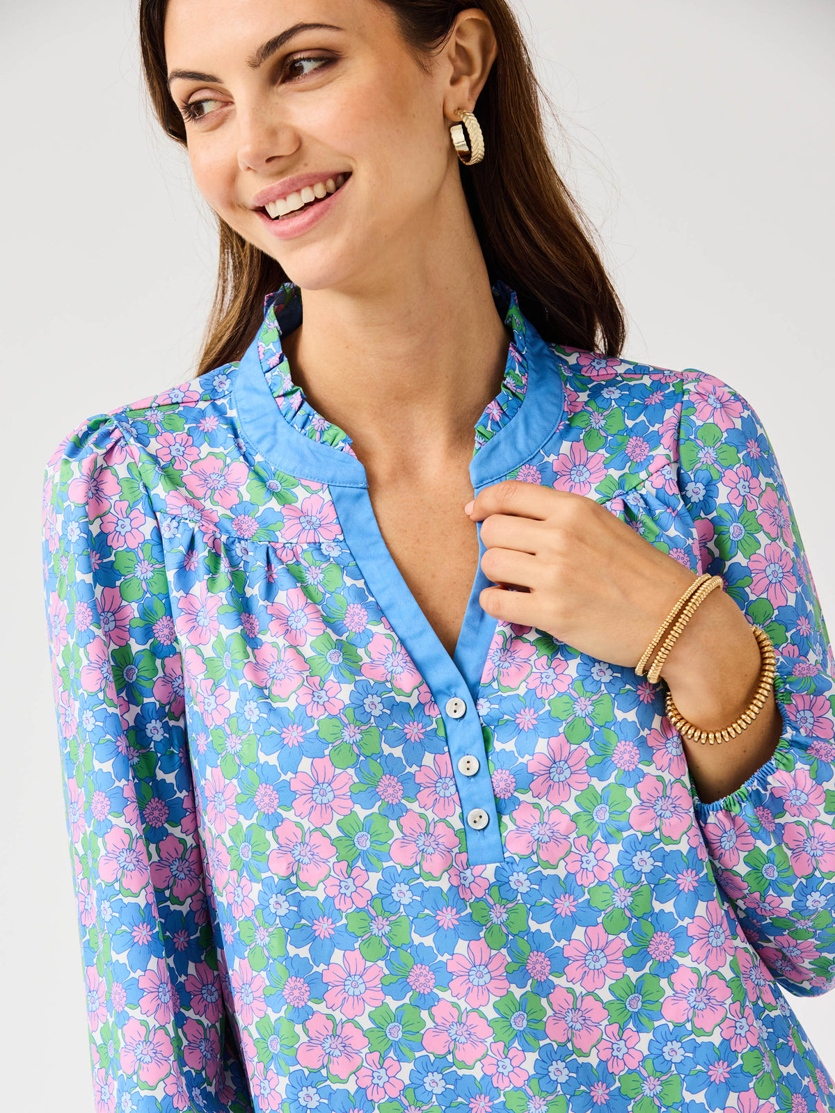 Gianna Top | Vintage Posies Blue