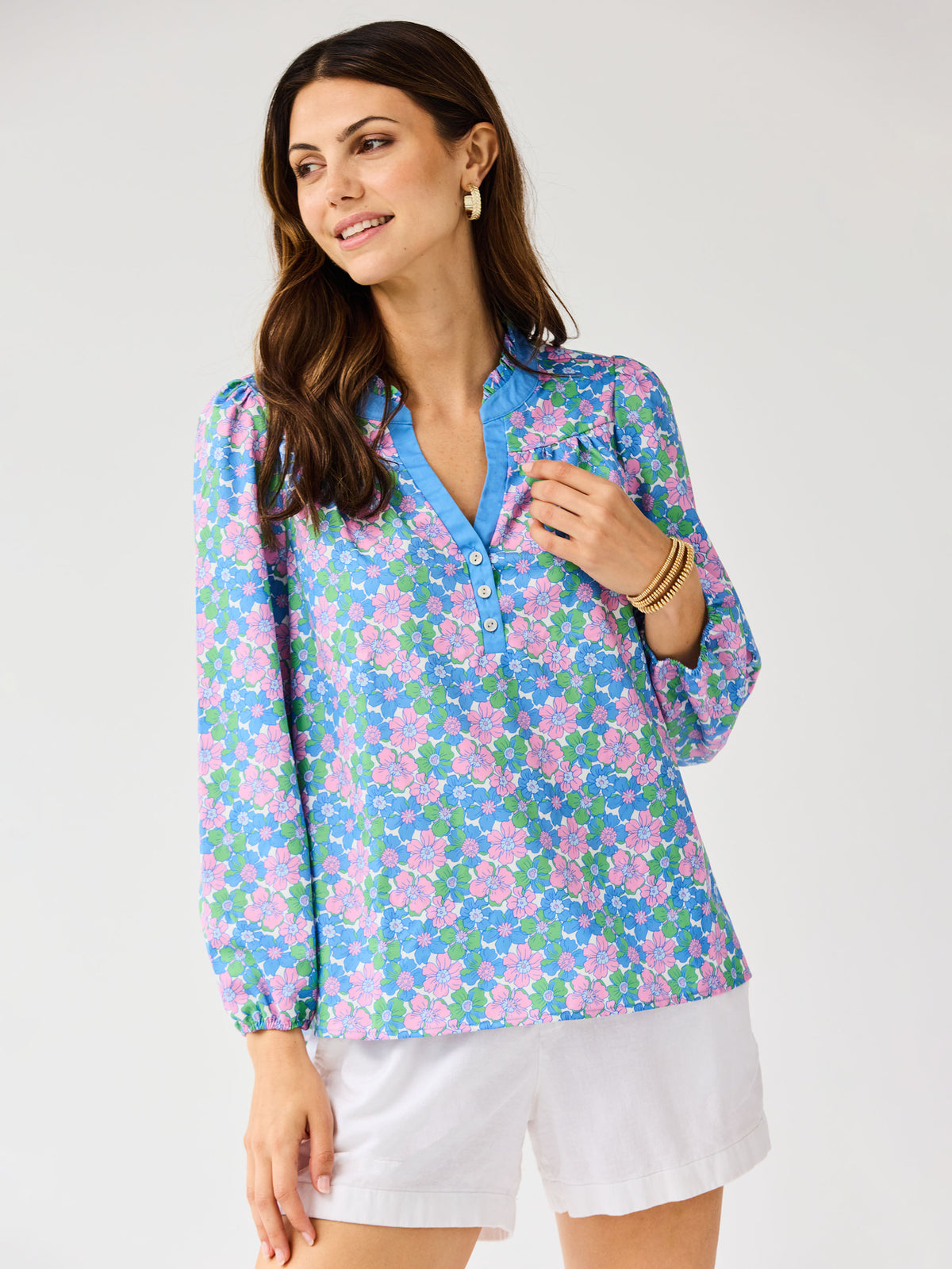 Gianna Top | Vintage Posies Blue