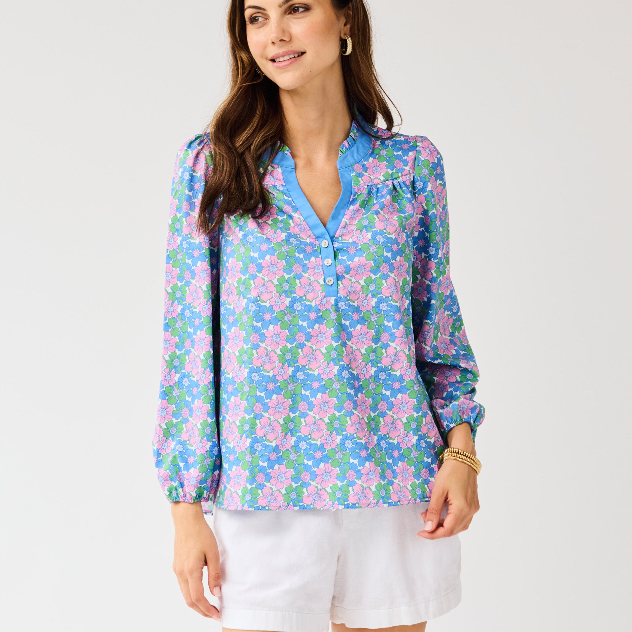Gianna Top | Vintage Posies Blue