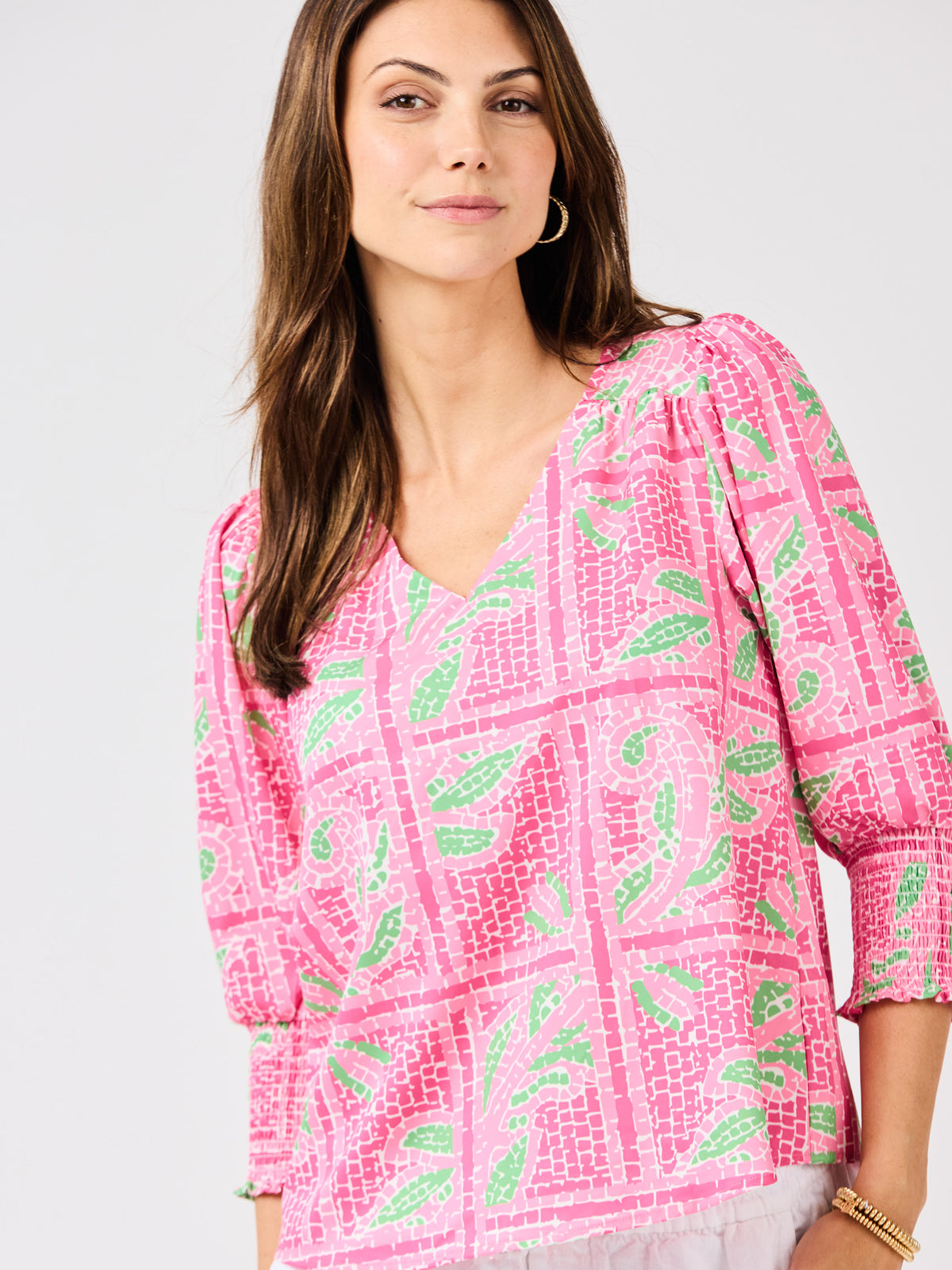 Ashlyn Top | Trellis Tiles Pink