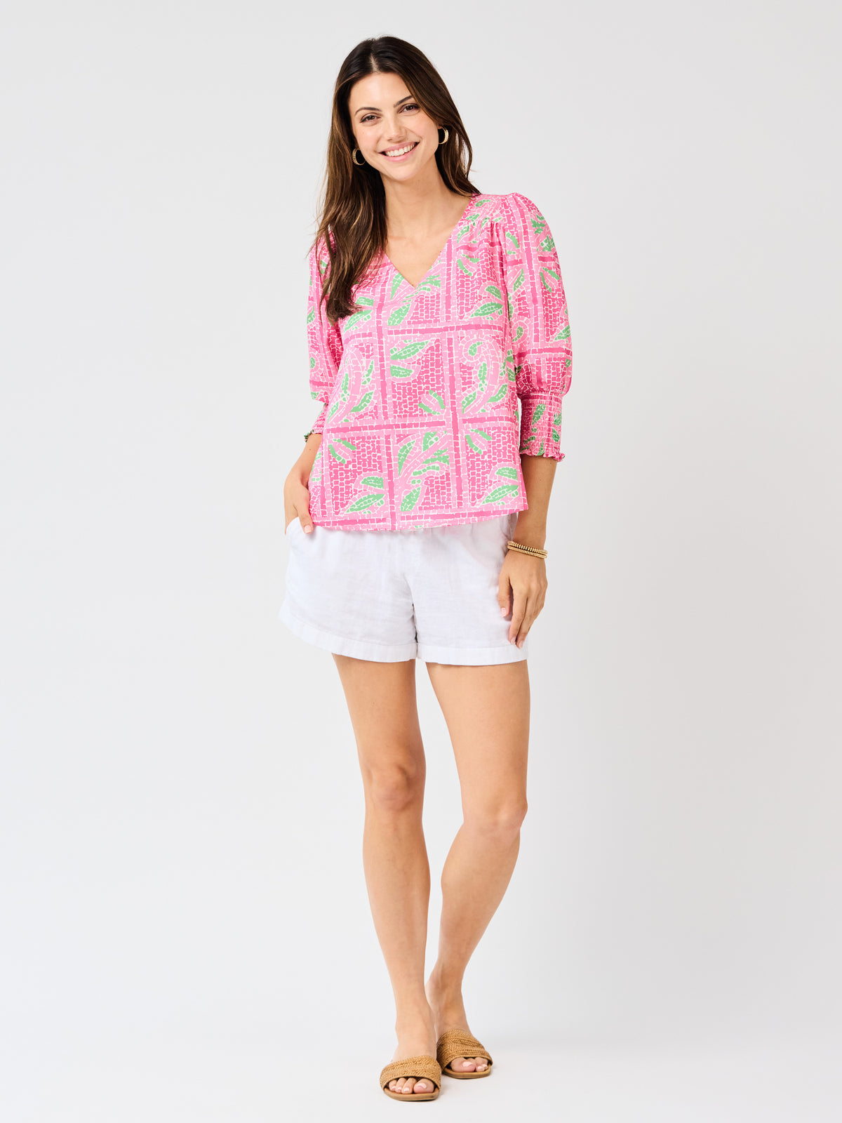 Ashlyn Top | Trellis Tiles Pink