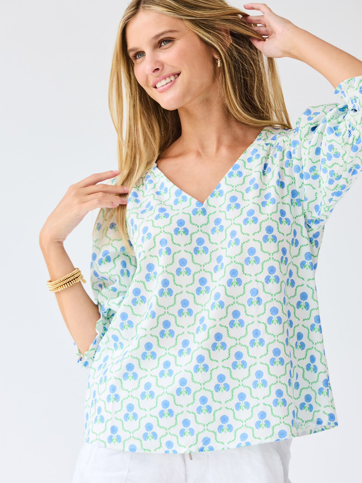 Ashlyn Top | Sweetbriar Lattice Blue