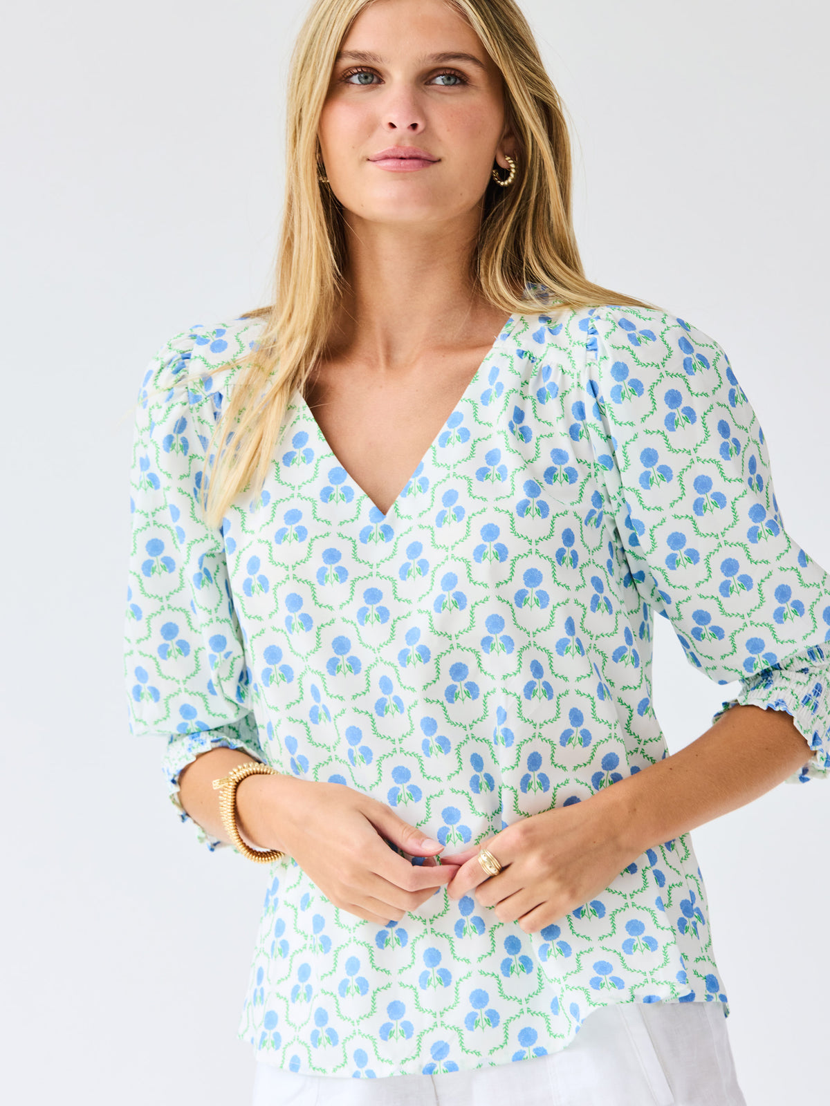 Ashlyn Top | Sweetbriar Lattice Blue