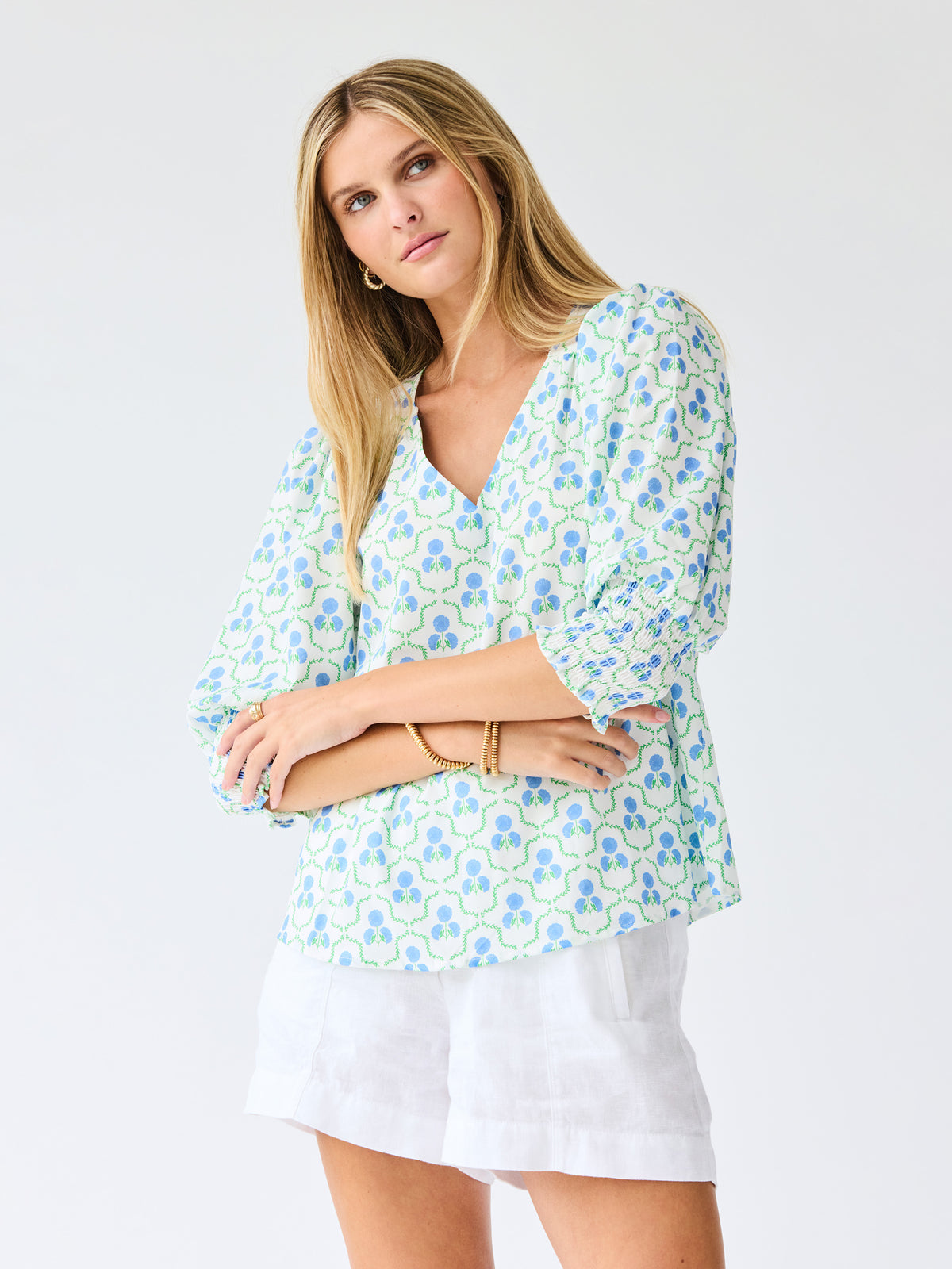 Ashlyn Top | Sweetbriar Lattice Blue