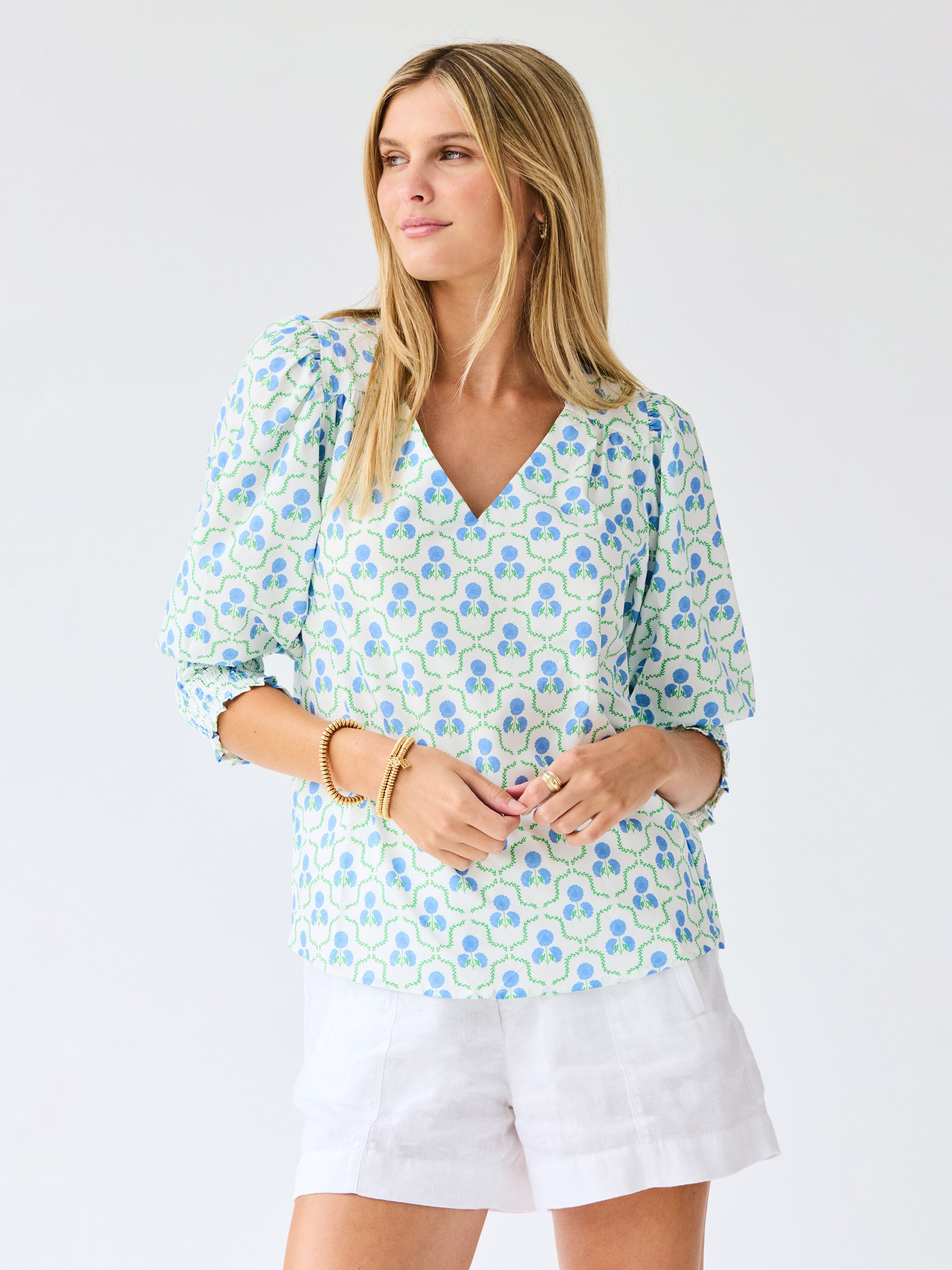 Ashlyn Top | Sweetbriar Lattice Blue