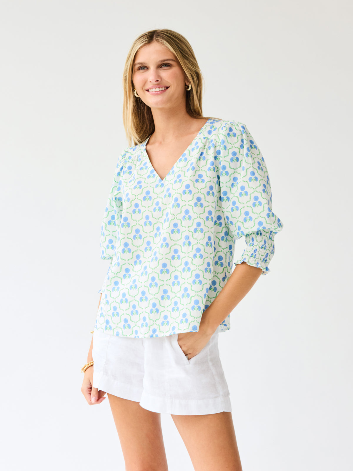 Ashlyn Top | Sweetbriar Lattice Blue