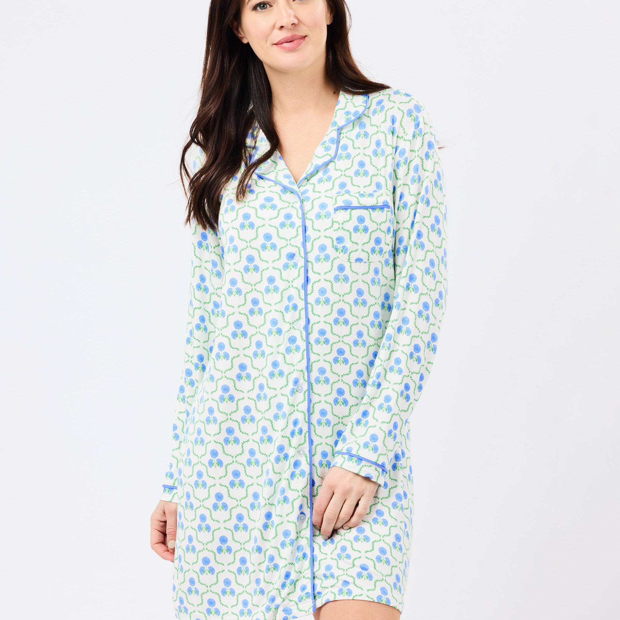 Women's Charlotte Nightshirt | Sweetbriar Lattice Blue