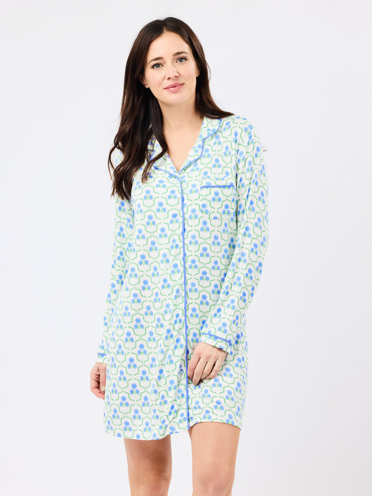 Women's Charlotte Nightshirt | Sweetbriar Lattice Blue