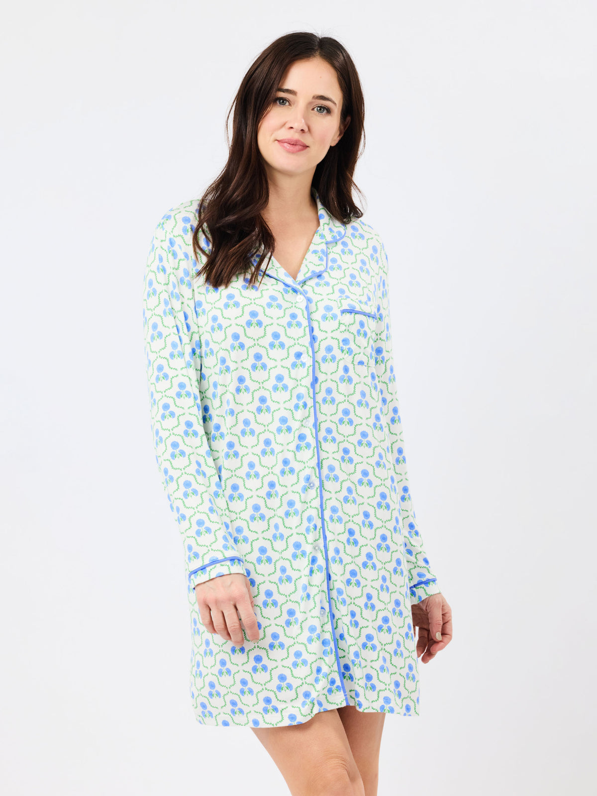 Women's Charlotte Nightshirt | Sweetbriar Lattice Blue