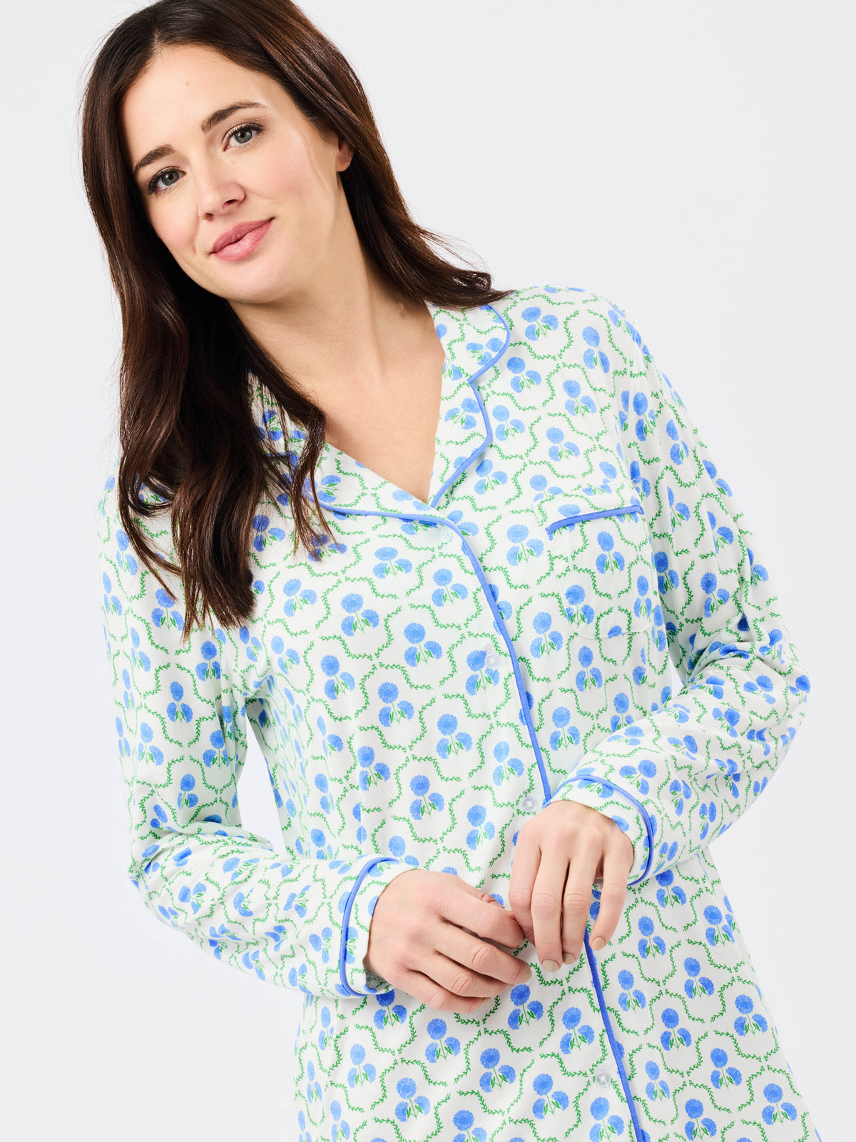 Women's Charlotte Nightshirt | Sweetbriar Lattice Blue
