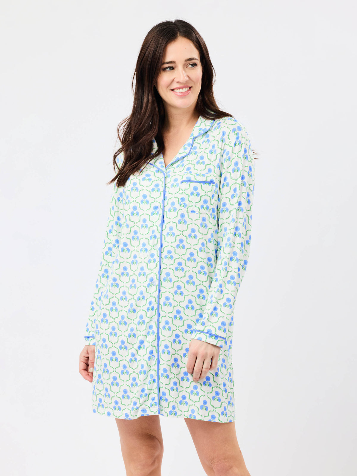 Women's Charlotte Nightshirt | Sweetbriar Lattice Blue