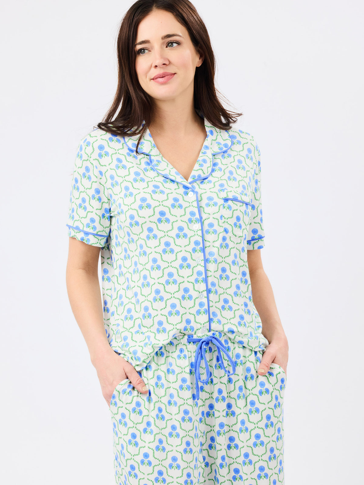 Women's Charlotte Pants Set | Sweetbriar Lattice Blue