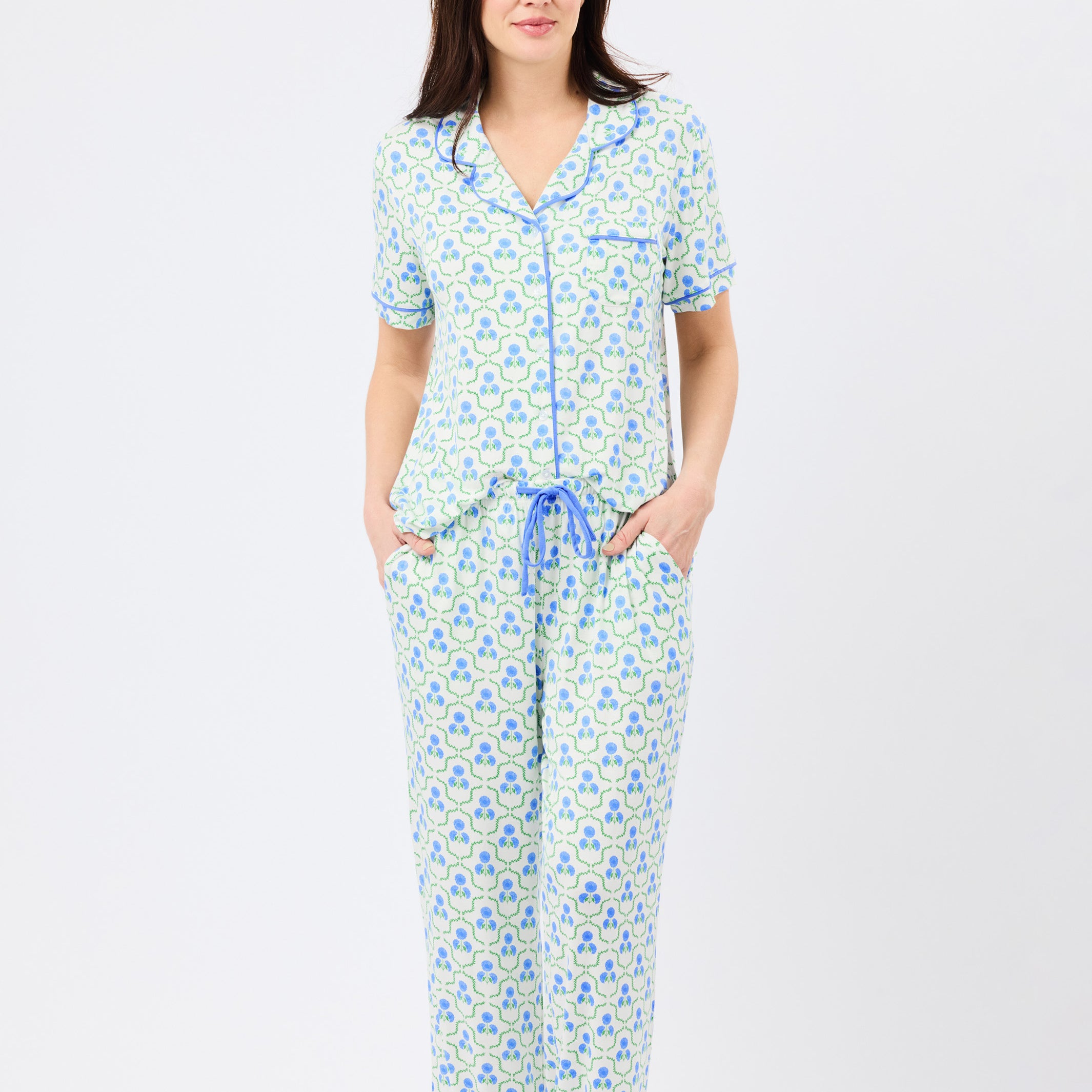 Women's Charlotte Pants Set | Sweetbriar Lattice Blue