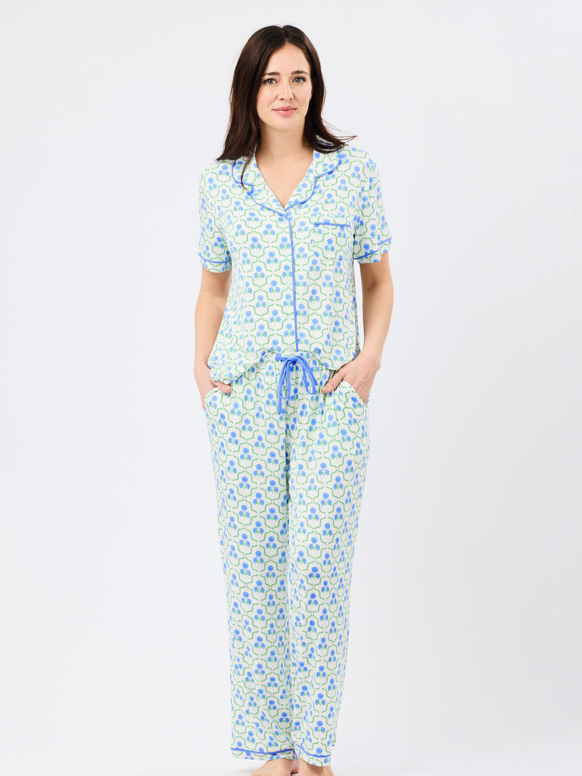 Women's Charlotte Pants Set | Sweetbriar Lattice Blue