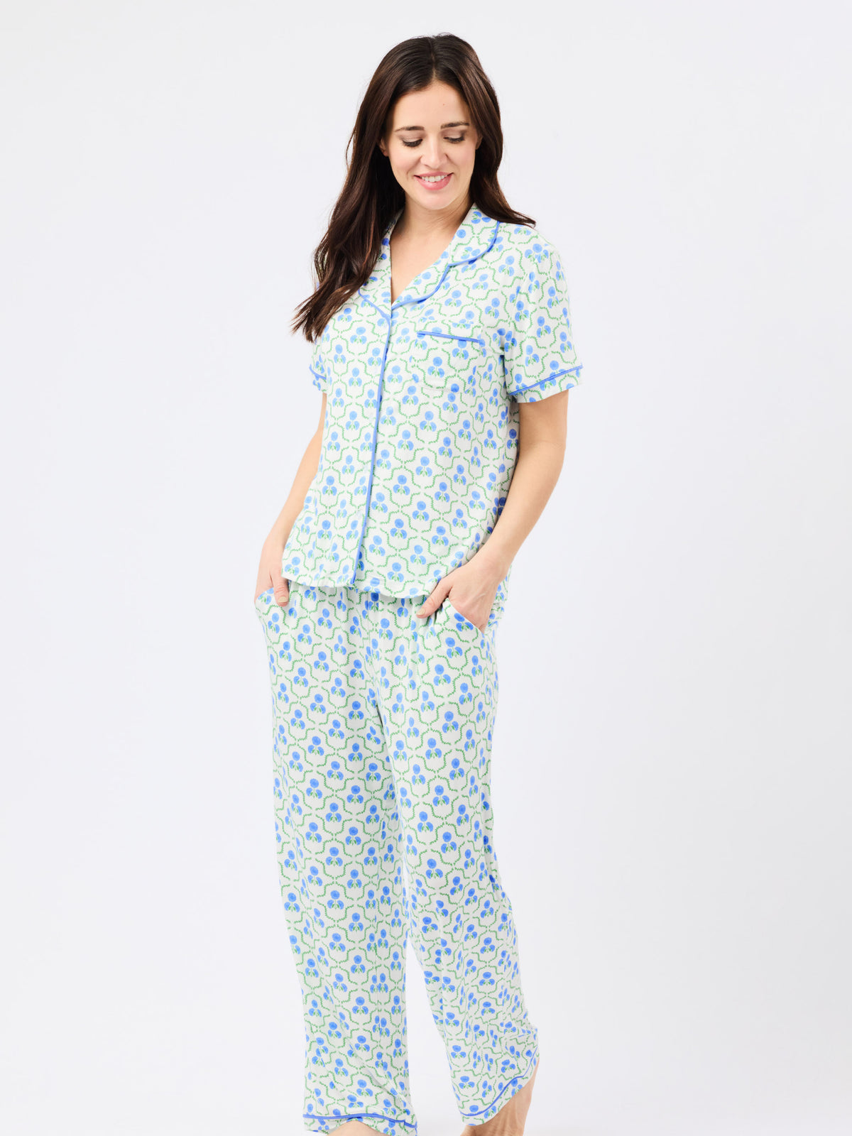 Women's Charlotte Pants Set | Sweetbriar Lattice Blue