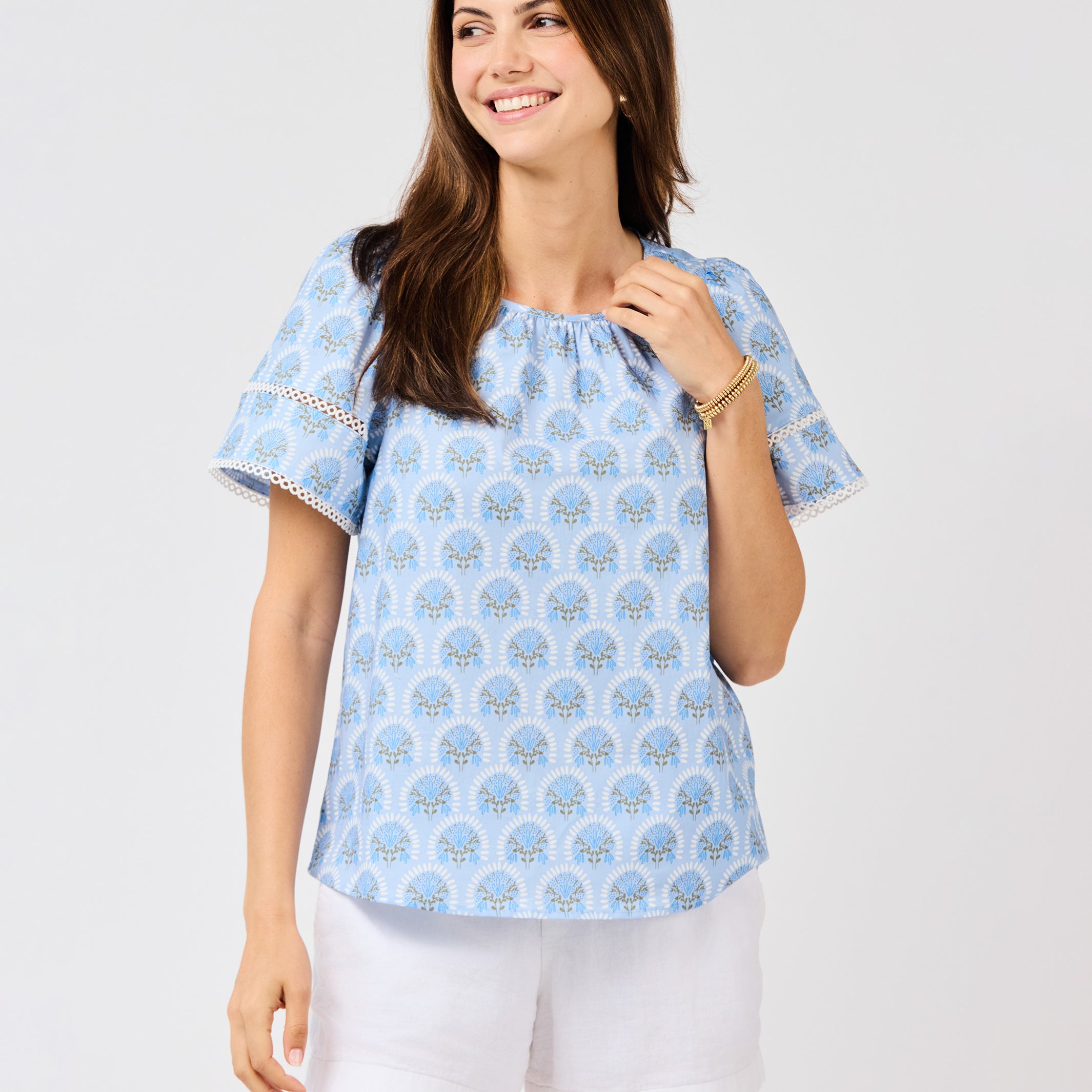 Tabby Top | Sunshower Flora Blue