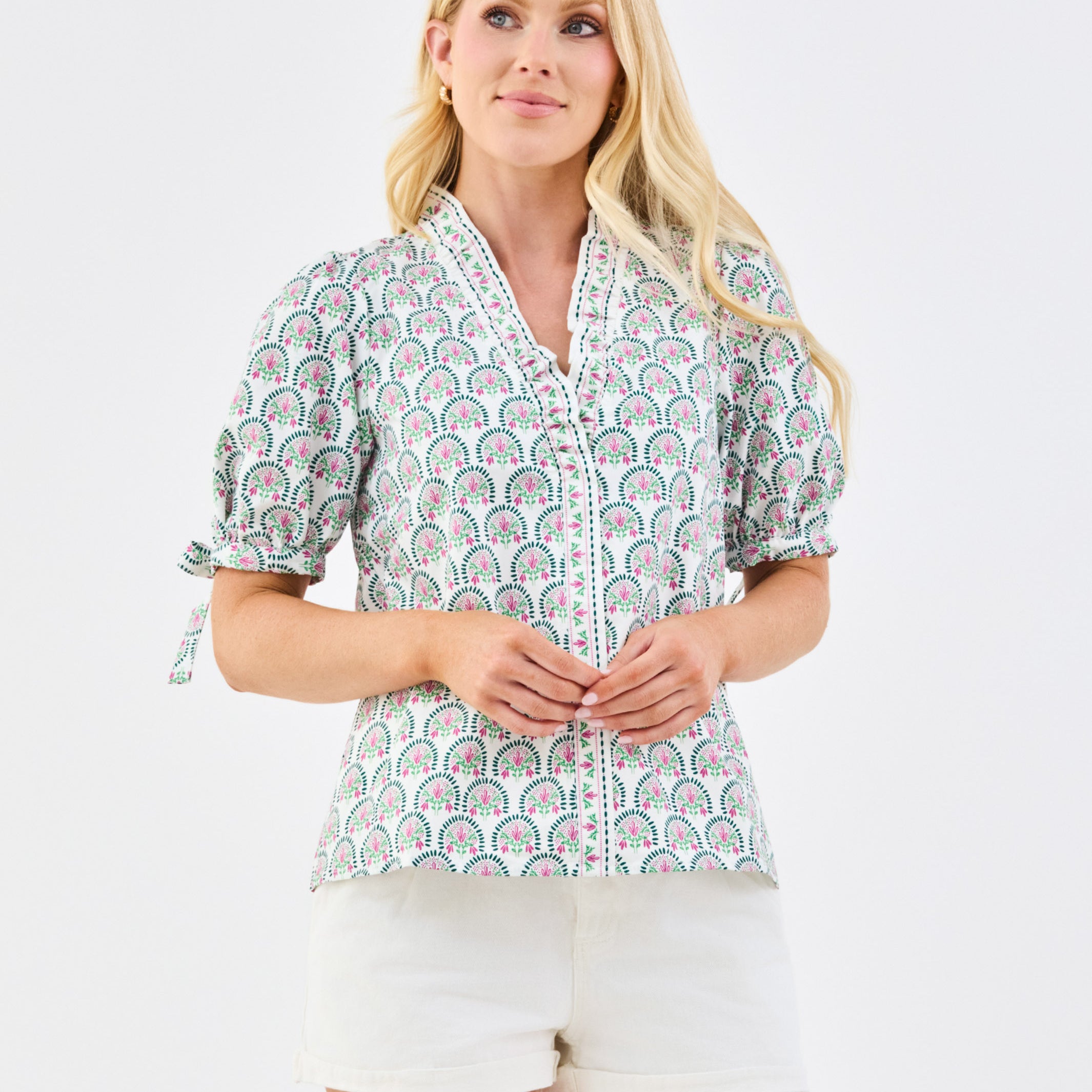 Brynn Top | Sunshower Flora White