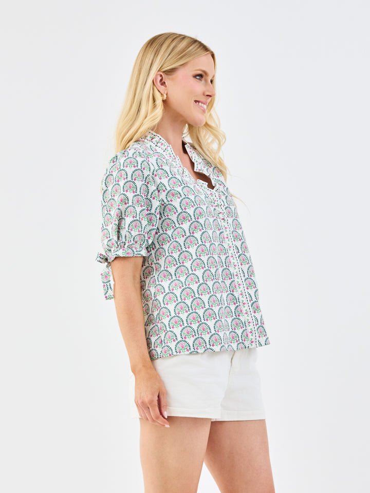 Brynn Top | Sunshower Flora White – Mary Square