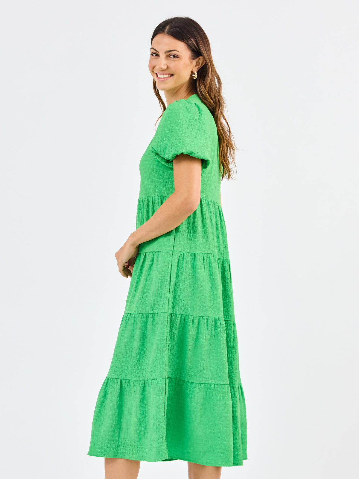 Kinsley Dress | Green Seersucker