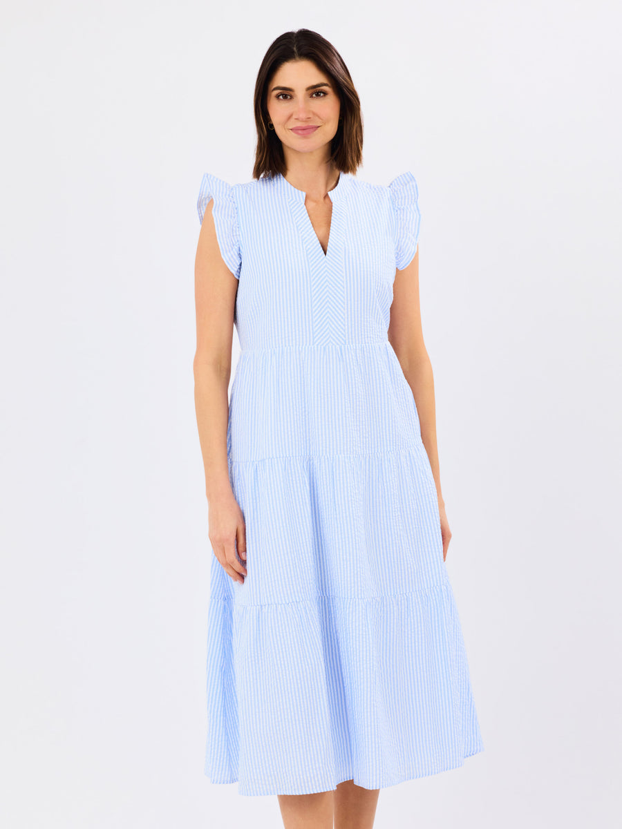 Kari Dress - Blue & White Seersucker 1X Kari Dress - Blue & White Seersucker 1X