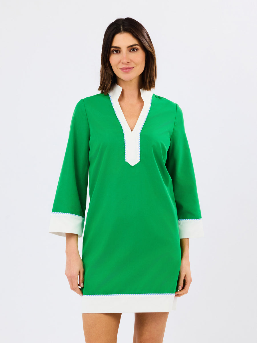orange white green dress Brenda Dress