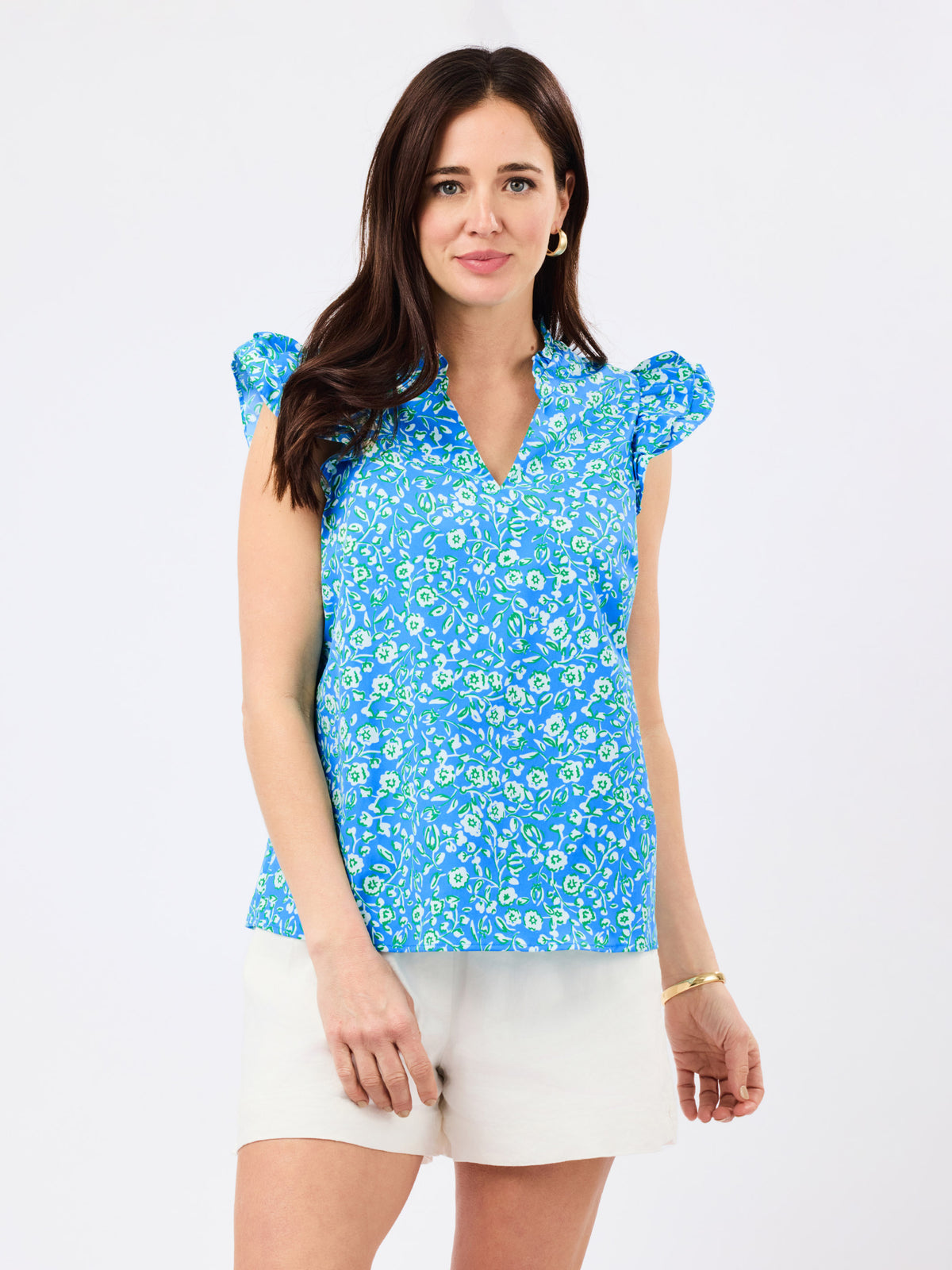 Leigh Top | Meadow Line Blue