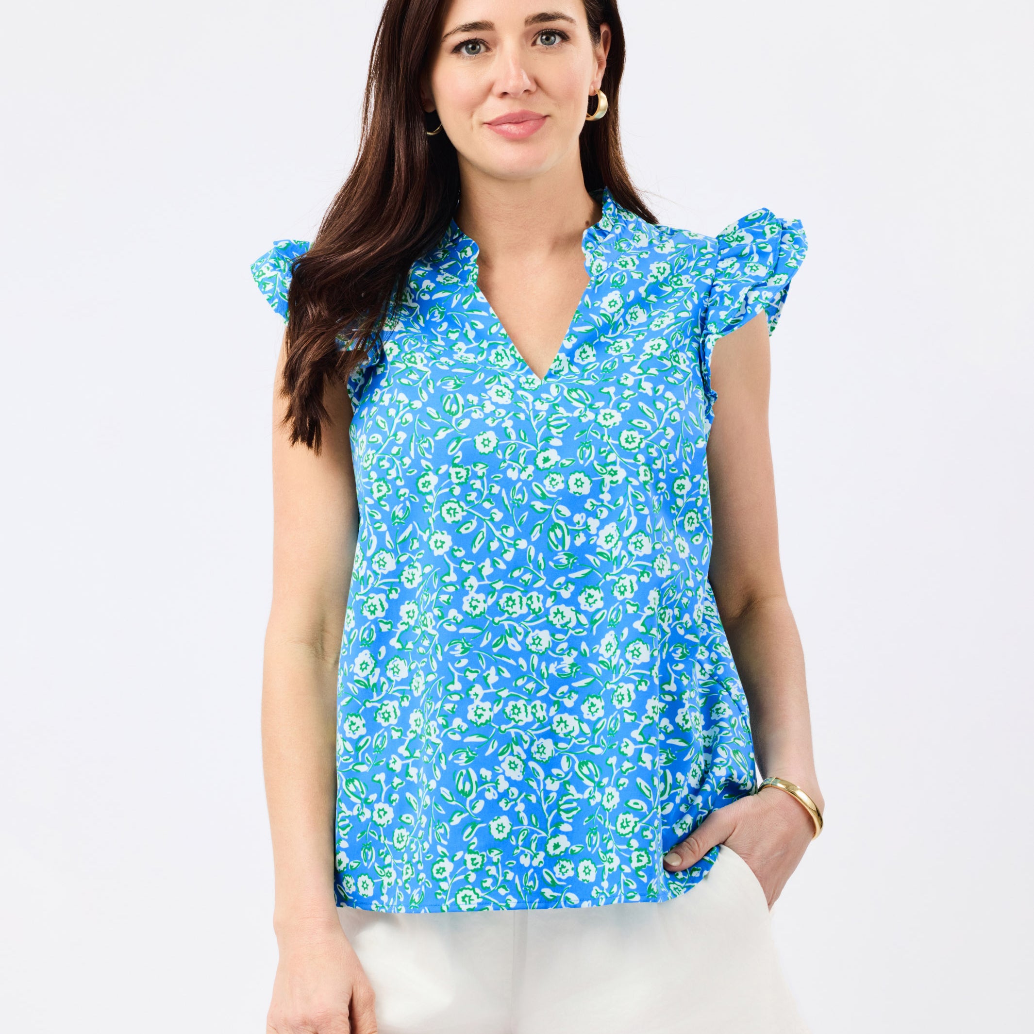 Leigh Top | Meadow Line Blue