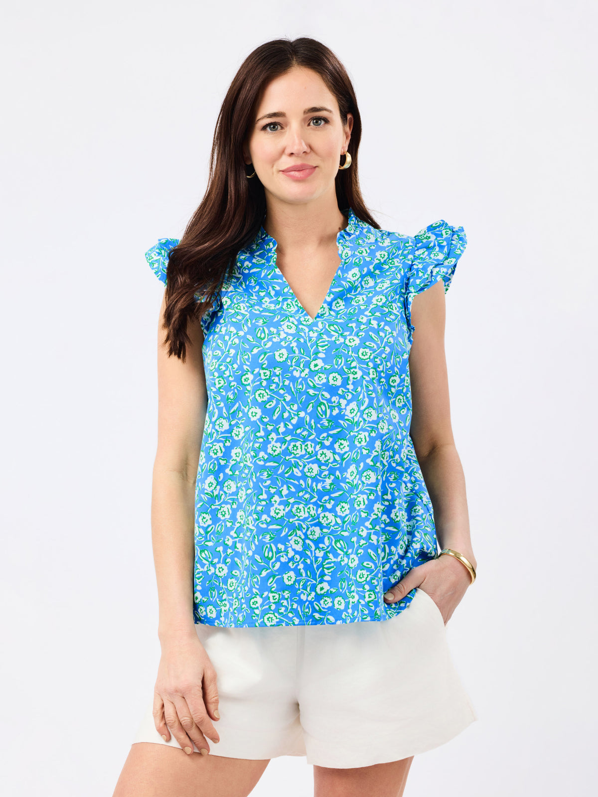 Leigh Top | Meadow Line Blue