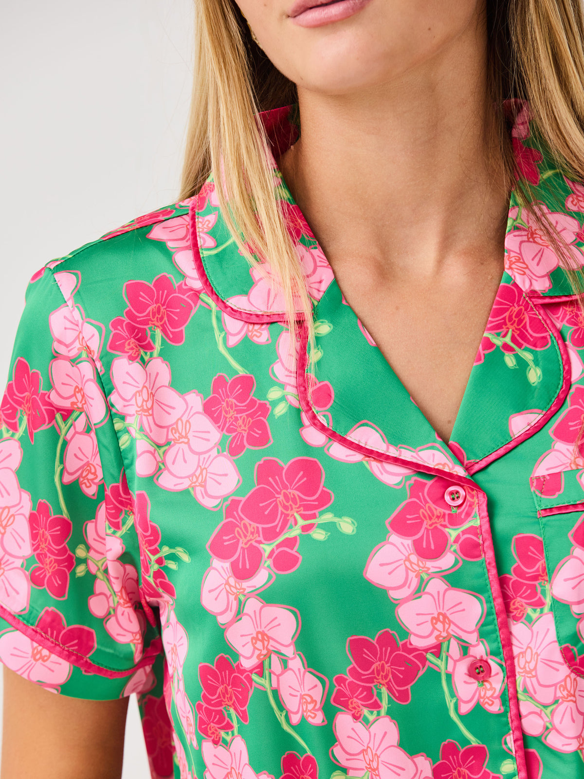 Women's Charlotte Satin Shorts Set | Orchid Reverie Green