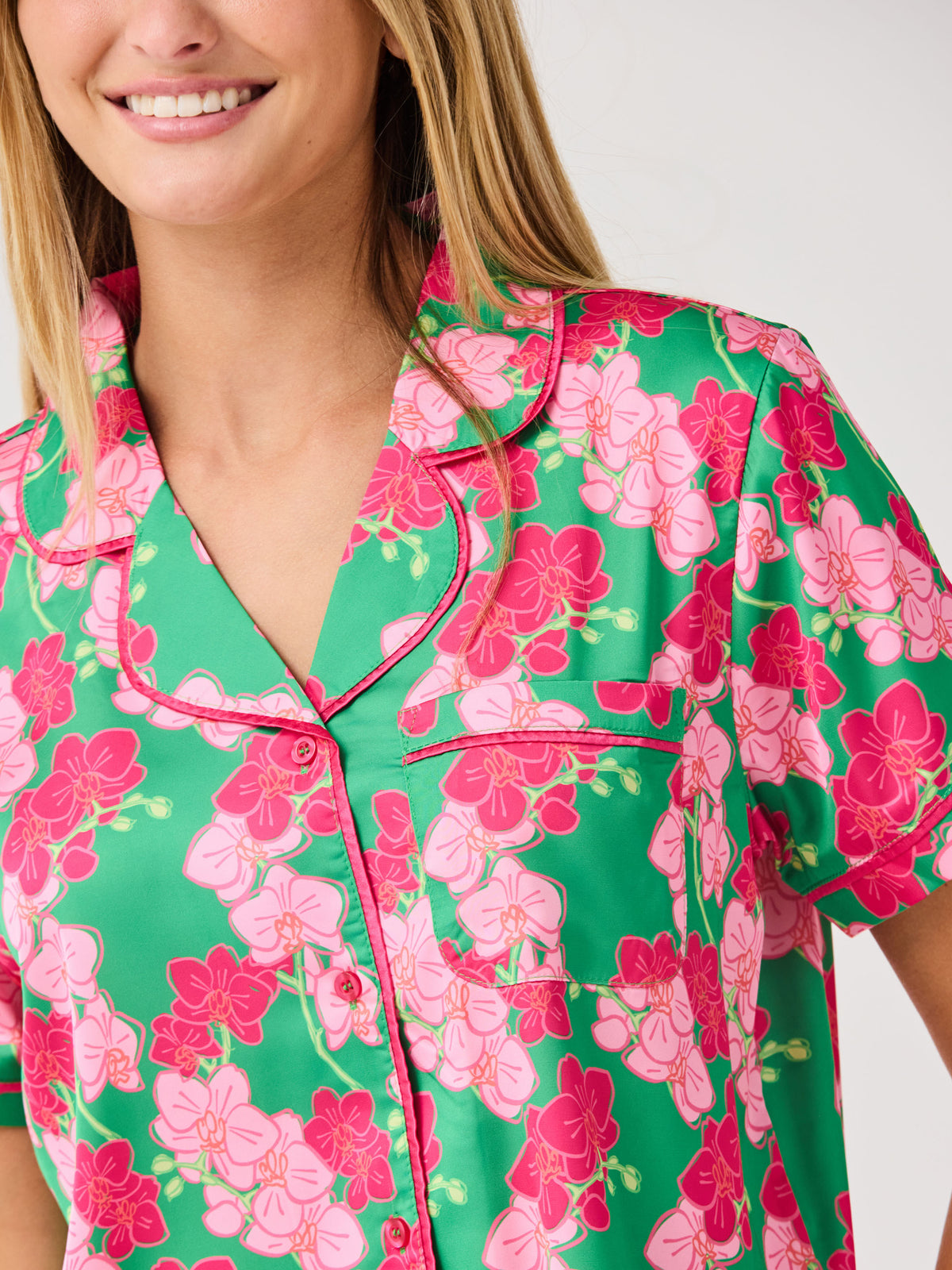 Women's Charlotte Satin Shorts Set | Orchid Reverie Green