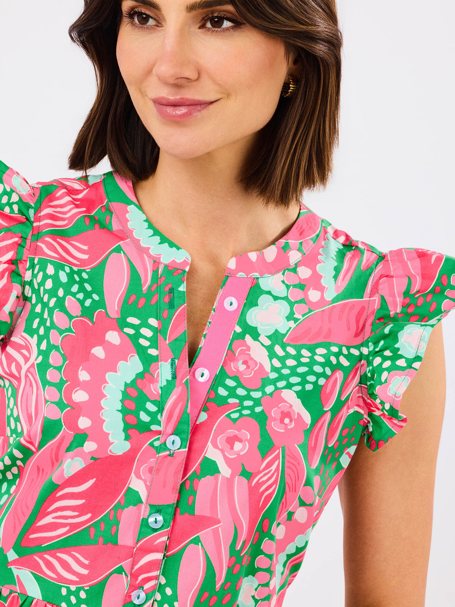 Riley Flutter Sleeve Dress | Canopy Gleam Green | XS | Trendy Dresses For Women