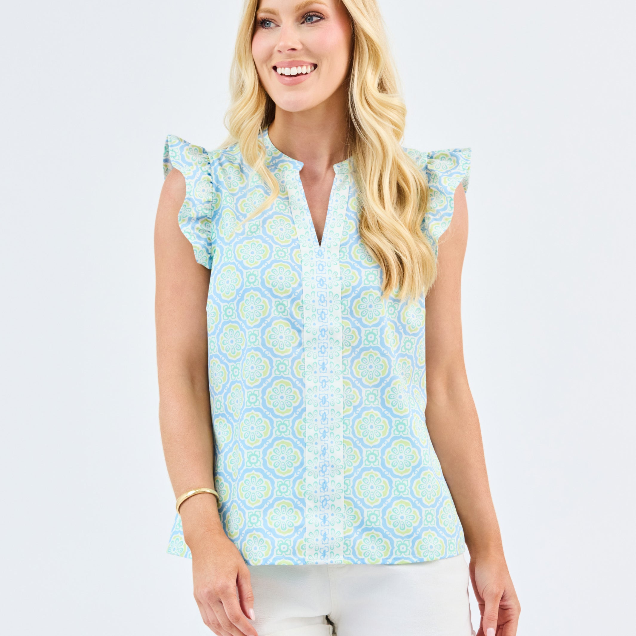 Kira Top | Mosaic Charm Blue