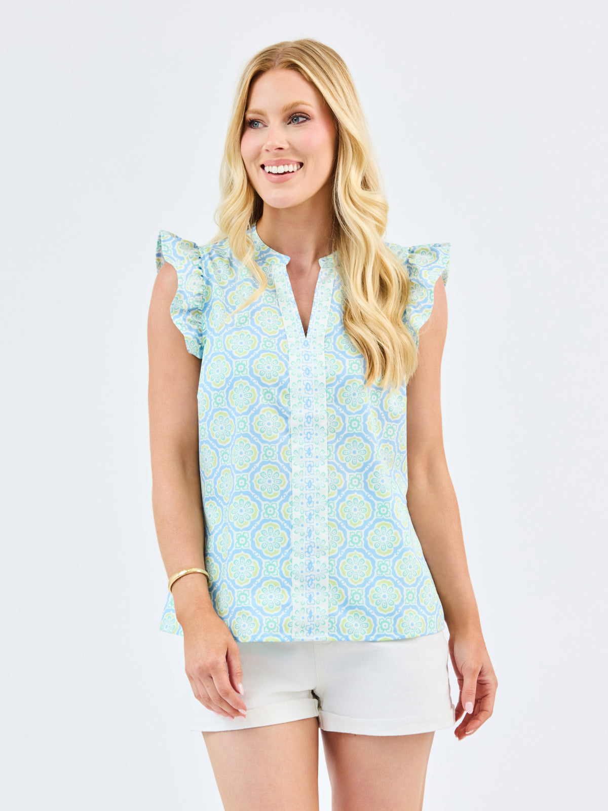 Kira Top | Mosaic Charm Blue