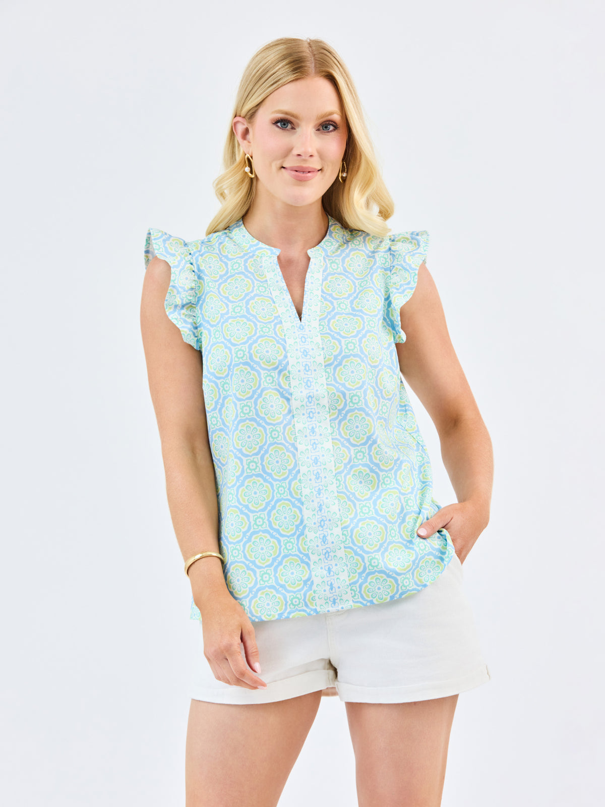 Kira Top | Mosaic Charm Blue