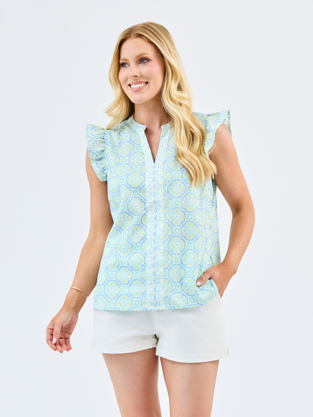 Kira Top | Mosaic Charm Blue