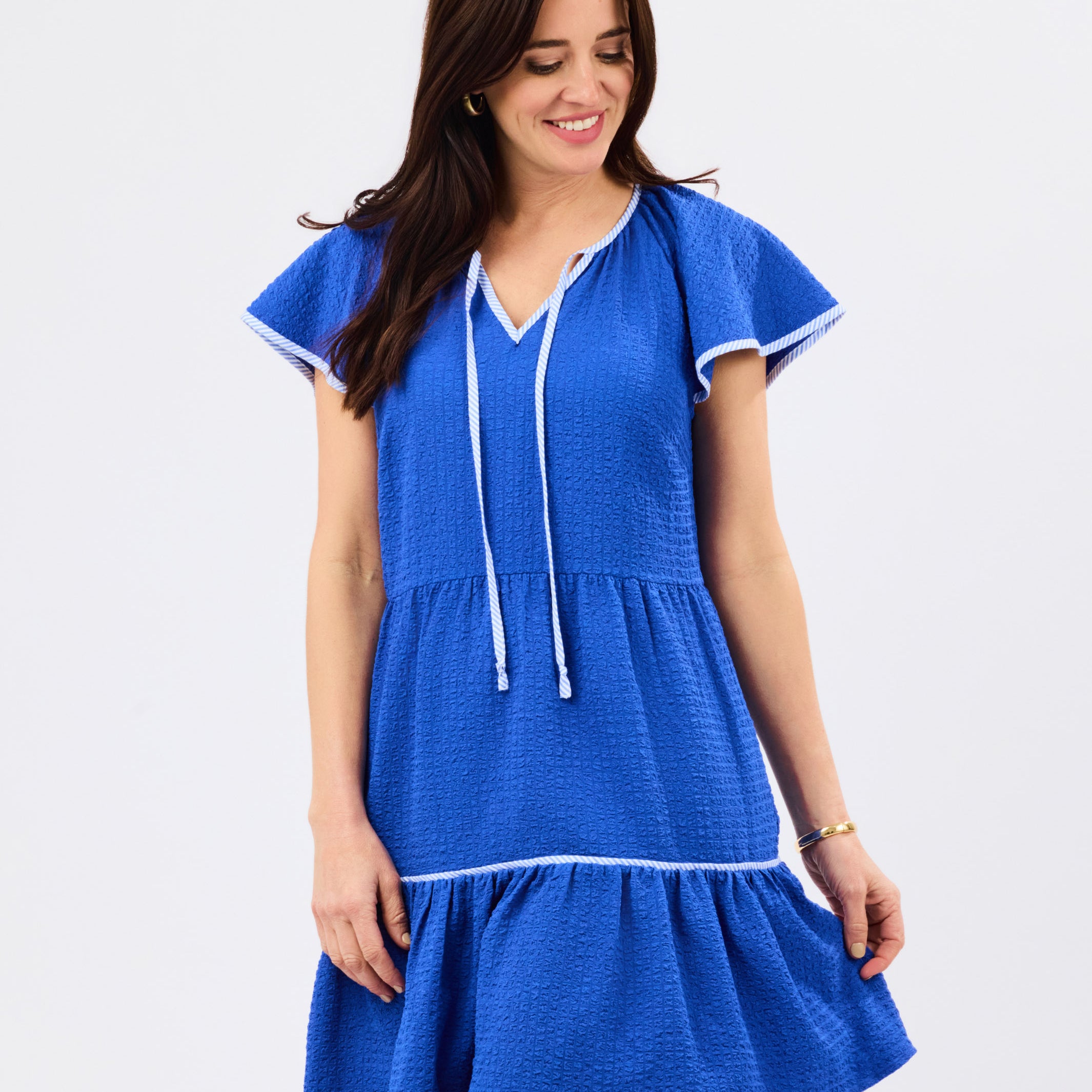 Lillian Dress | Blue Seersucker