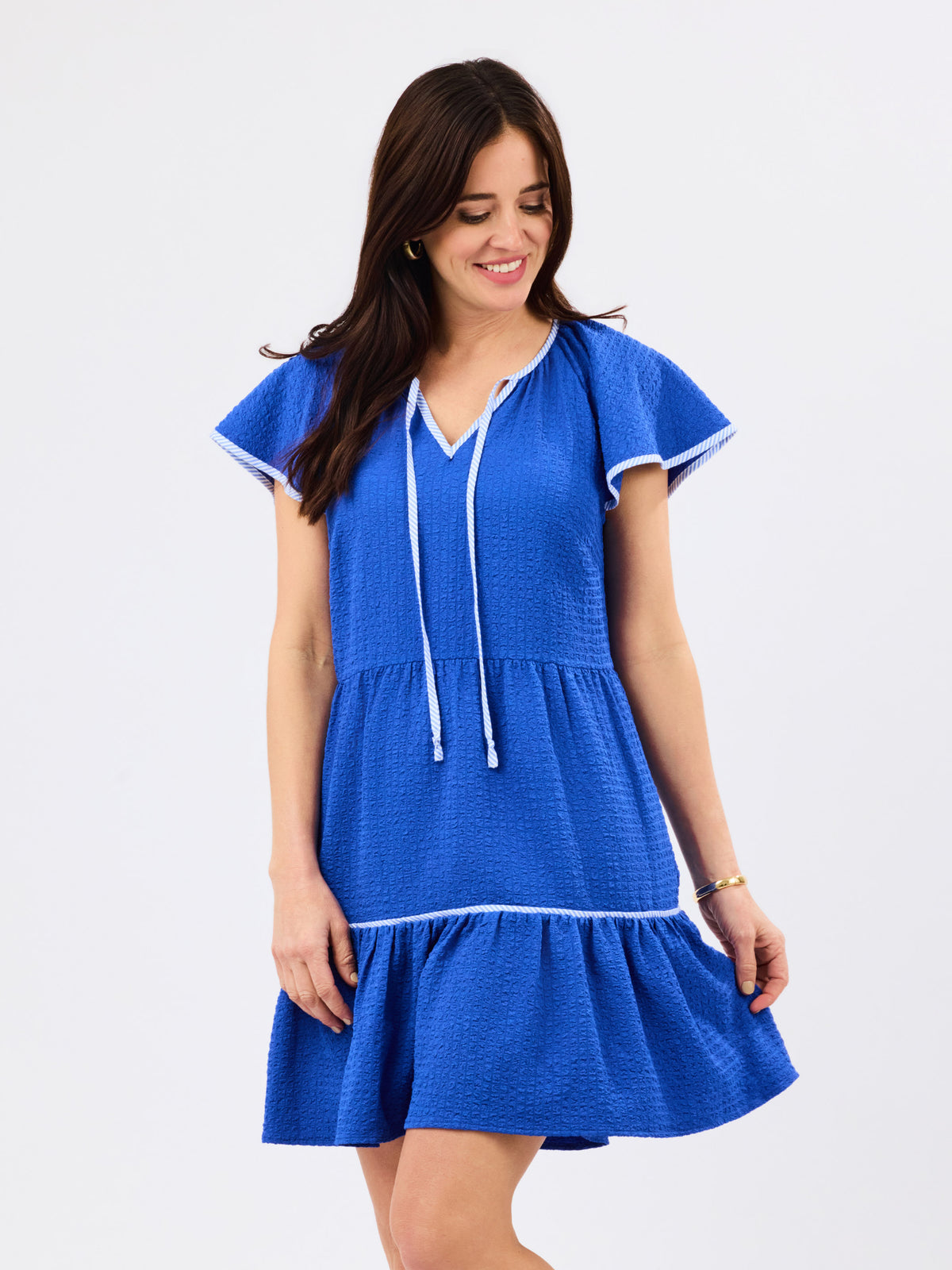 Lillian Dress | Blue Seersucker
