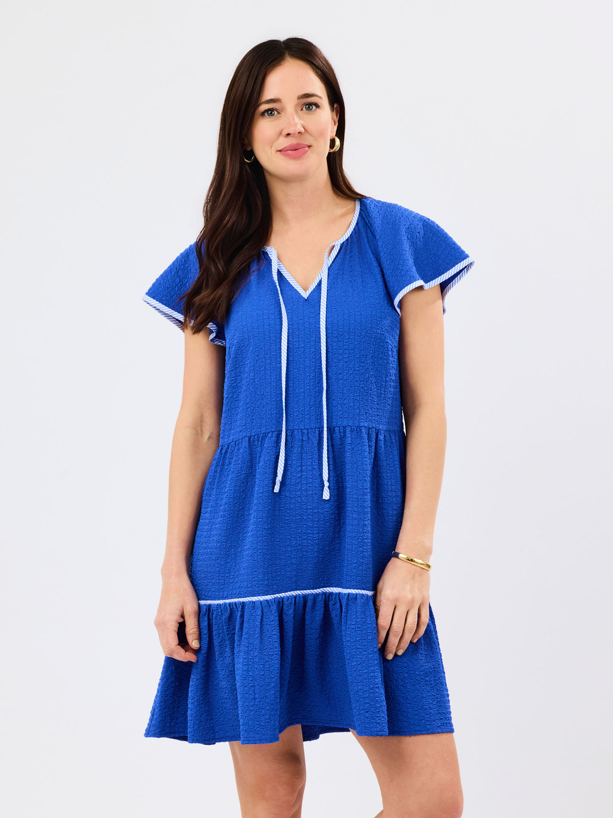 Lillian Dress | Blue Seersucker