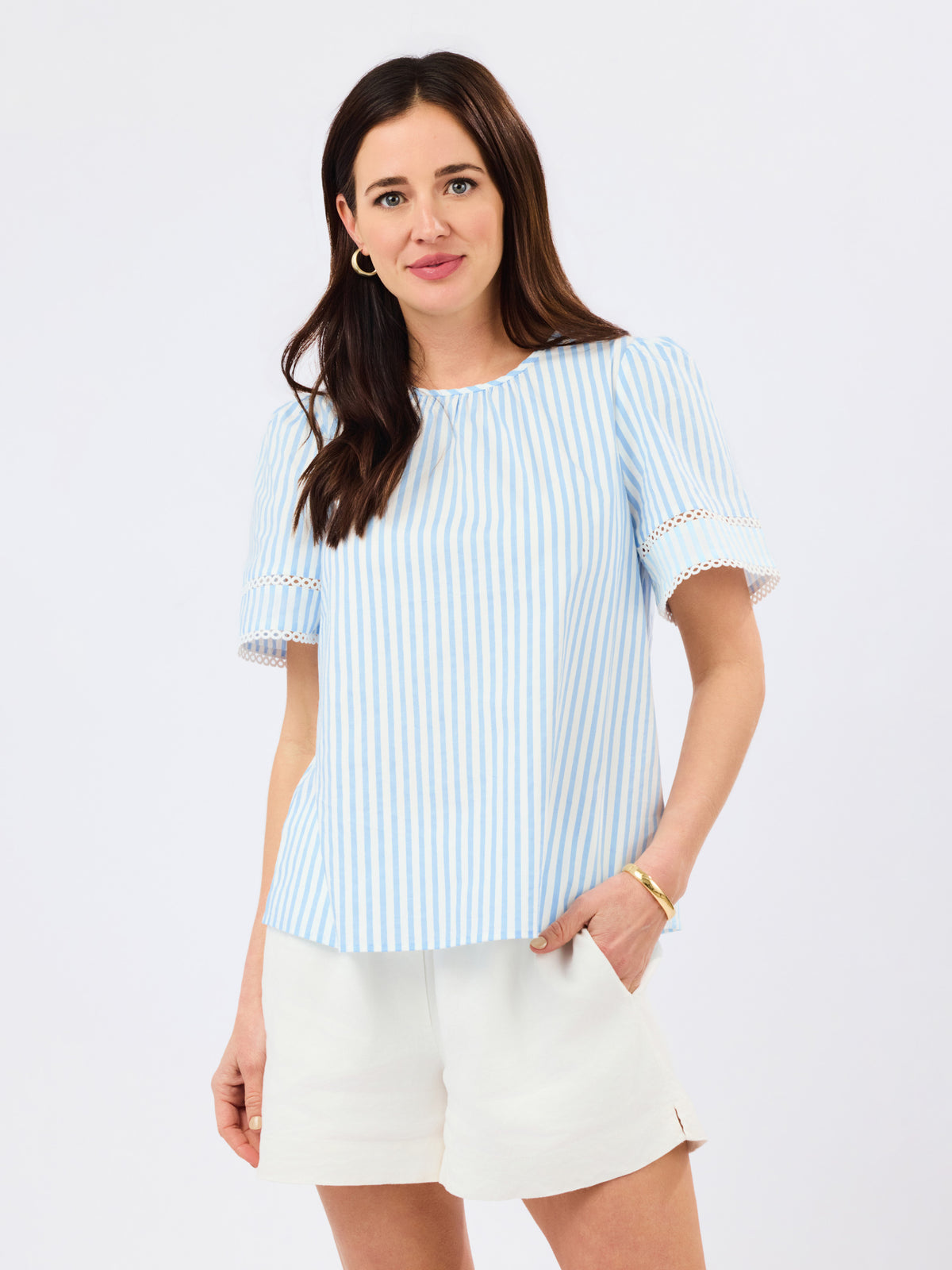 Tabby Top | Pin Stripe Blue
