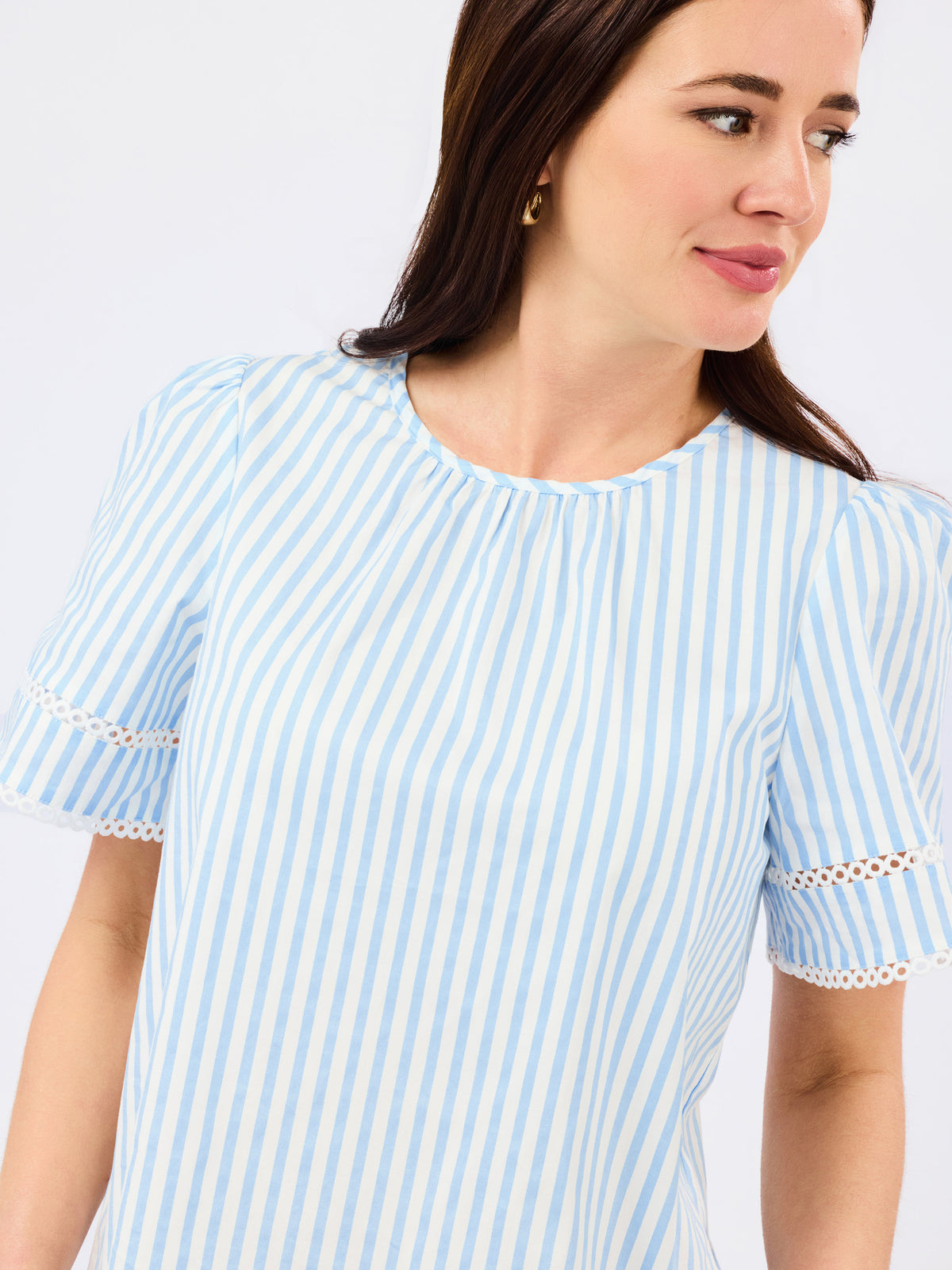 Tabby Top | Pin Stripe Blue